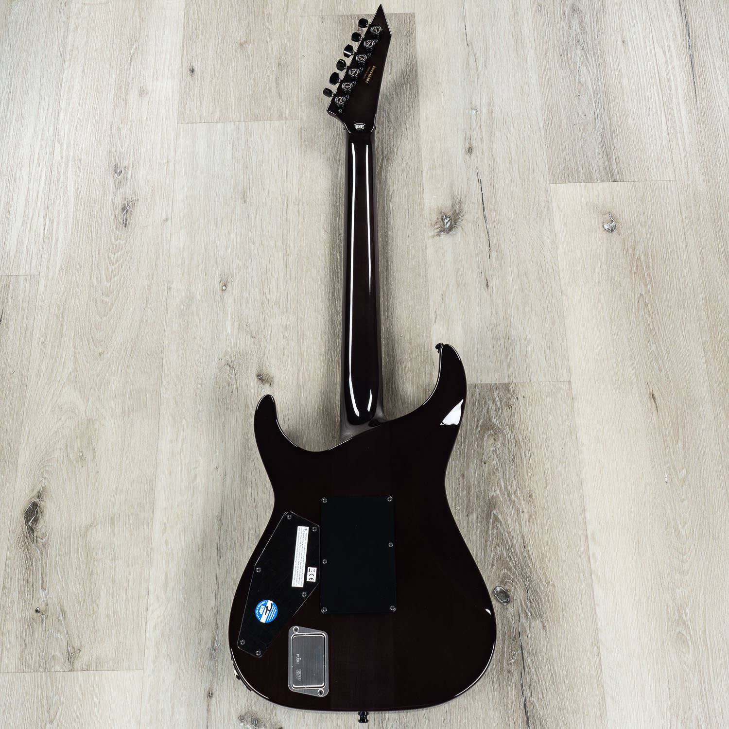 ESP E-II M-II Electric Guitar, Ebony Fretboard, Flame Maple Top-See Thru Black