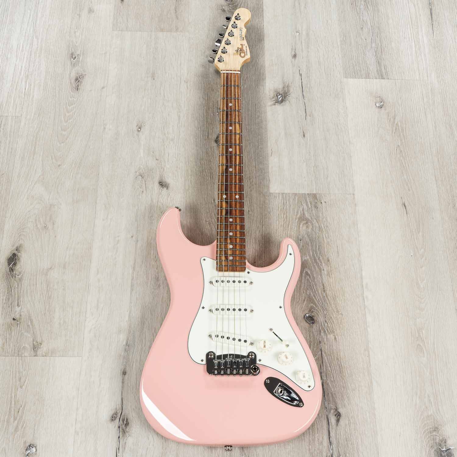 G&L USA Legacy Electric Guitar, Caribbean Rosewood Fingerboard, Hard Case - Shell Pink