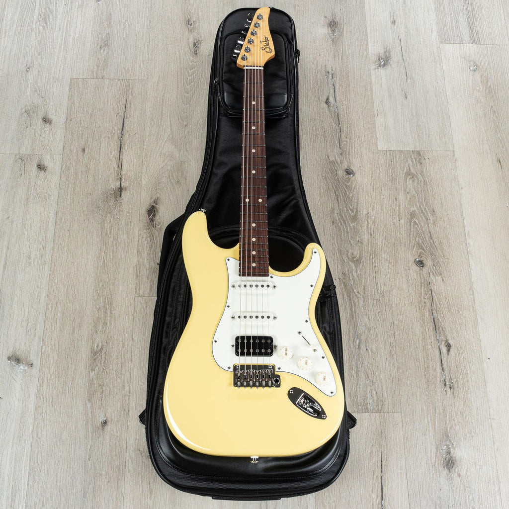 Suhr Classic S Electric Guitar, HSS, Indian Rosewood Fingerboard, SSCII, Deluxe Padded Gig Bag - Vintage Yellow