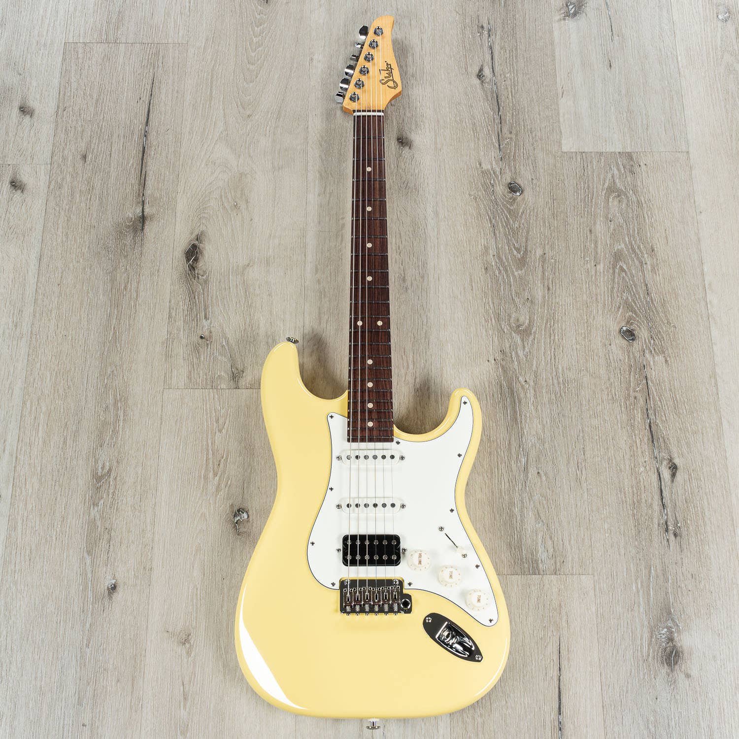 Suhr Classic S Electric Guitar, HSS, Indian Rosewood Fingerboard, SSCII, Deluxe Padded Gig Bag - Vintage Yellow