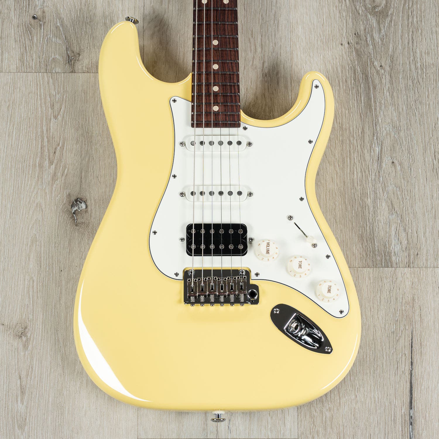 Suhr Classic S Electric Guitar, HSS, Indian Rosewood Fingerboard, SSCII, Deluxe Padded Gig Bag - Vintage Yellow