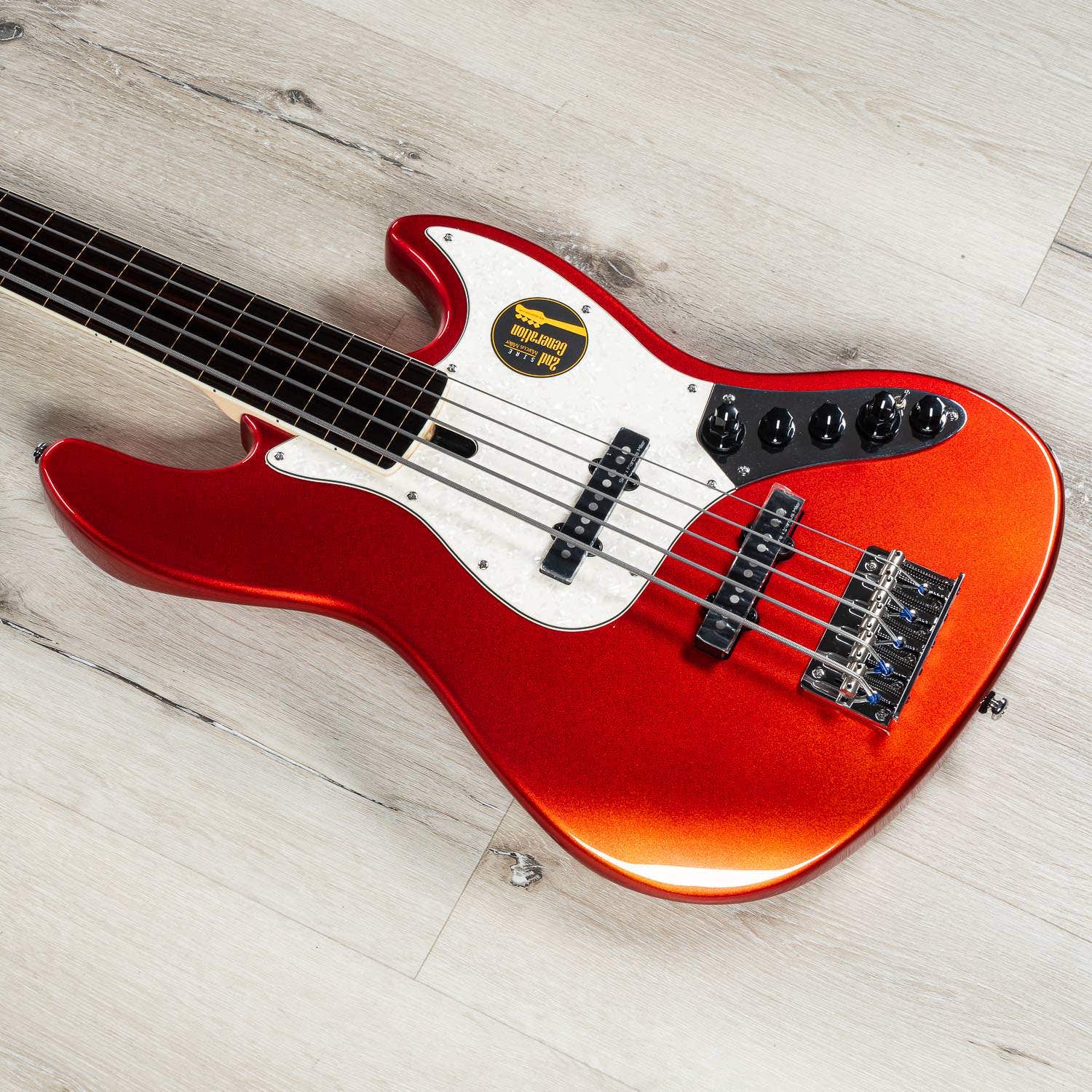 Sire Marcus Miller V7 2nd Gen Bass Guitar, Alder, 5-String, Fretless, BMR Red w/ Gig Bag