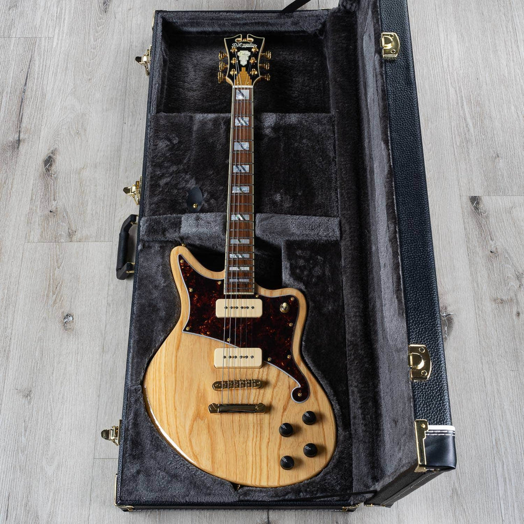 D'Angelico Deluxe Bedford Solidbody Electric Guitar, Hard Case - Natural Swamp Ash with P-90s