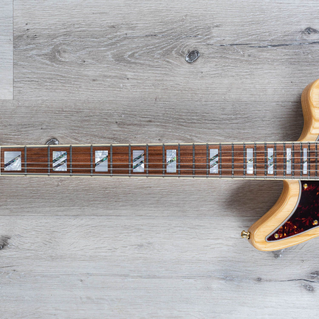D'Angelico Deluxe Bedford Solidbody Electric Guitar, Hard Case - Natural Swamp Ash with P-90s