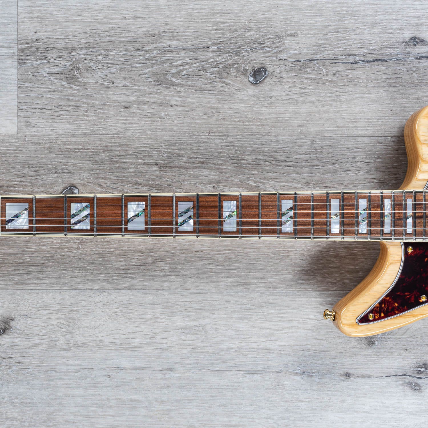 D'Angelico Deluxe Bedford Solidbody Electric Guitar, Hard Case - Natural Swamp Ash with P-90s
