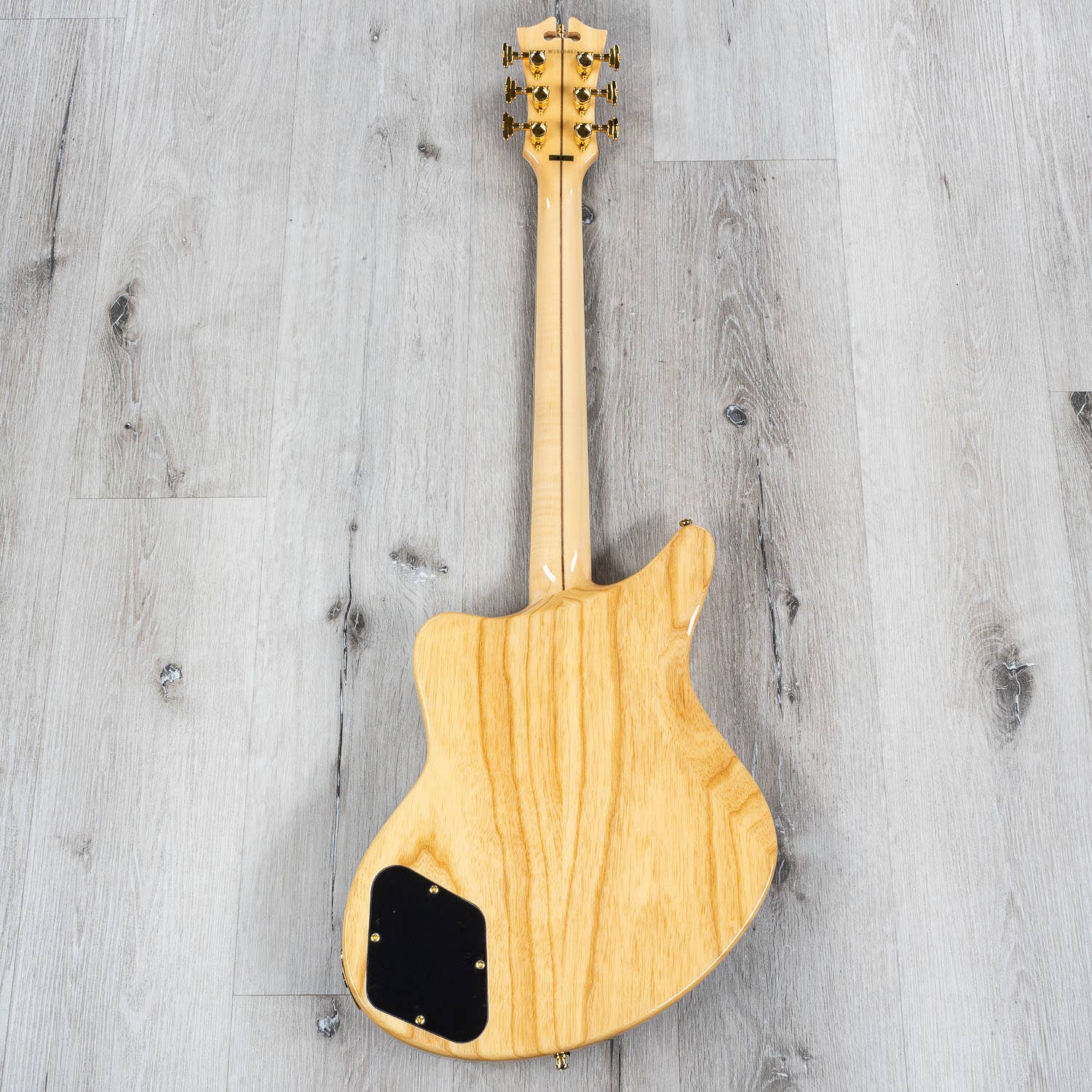 D'Angelico Deluxe Bedford Solidbody Electric Guitar, Hard Case - Natural Swamp Ash with P-90s