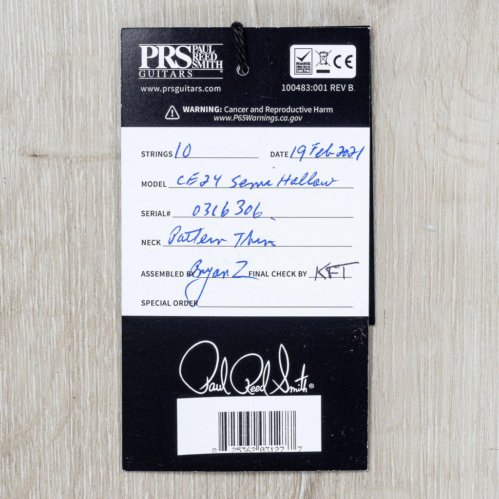 PRS Paul Reed Smith CE 24 Semi-Hollow Electric Guitar, Rosewood Fretboard, Amber