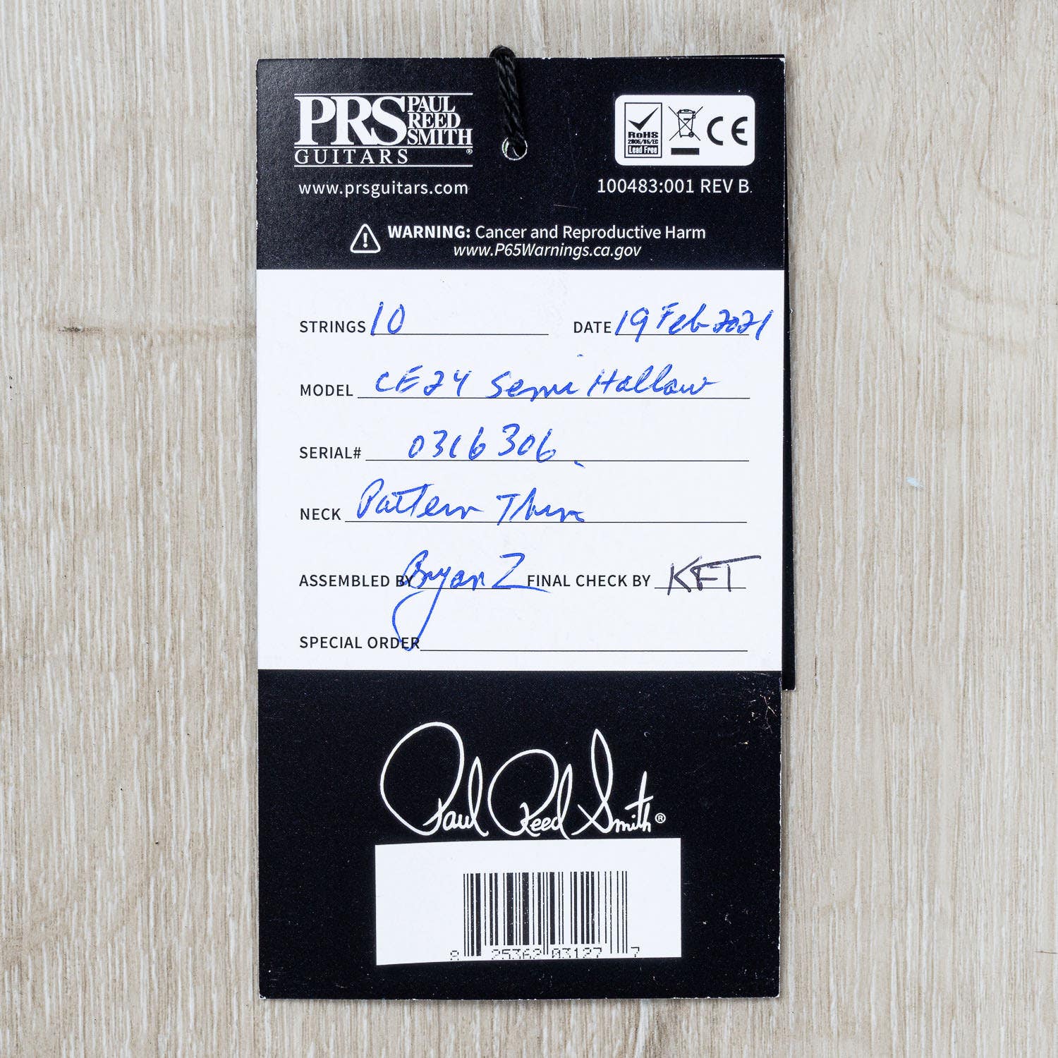 PRS Paul Reed Smith CE 24 Semi-Hollow Electric Guitar, Rosewood Fretboard, Amber