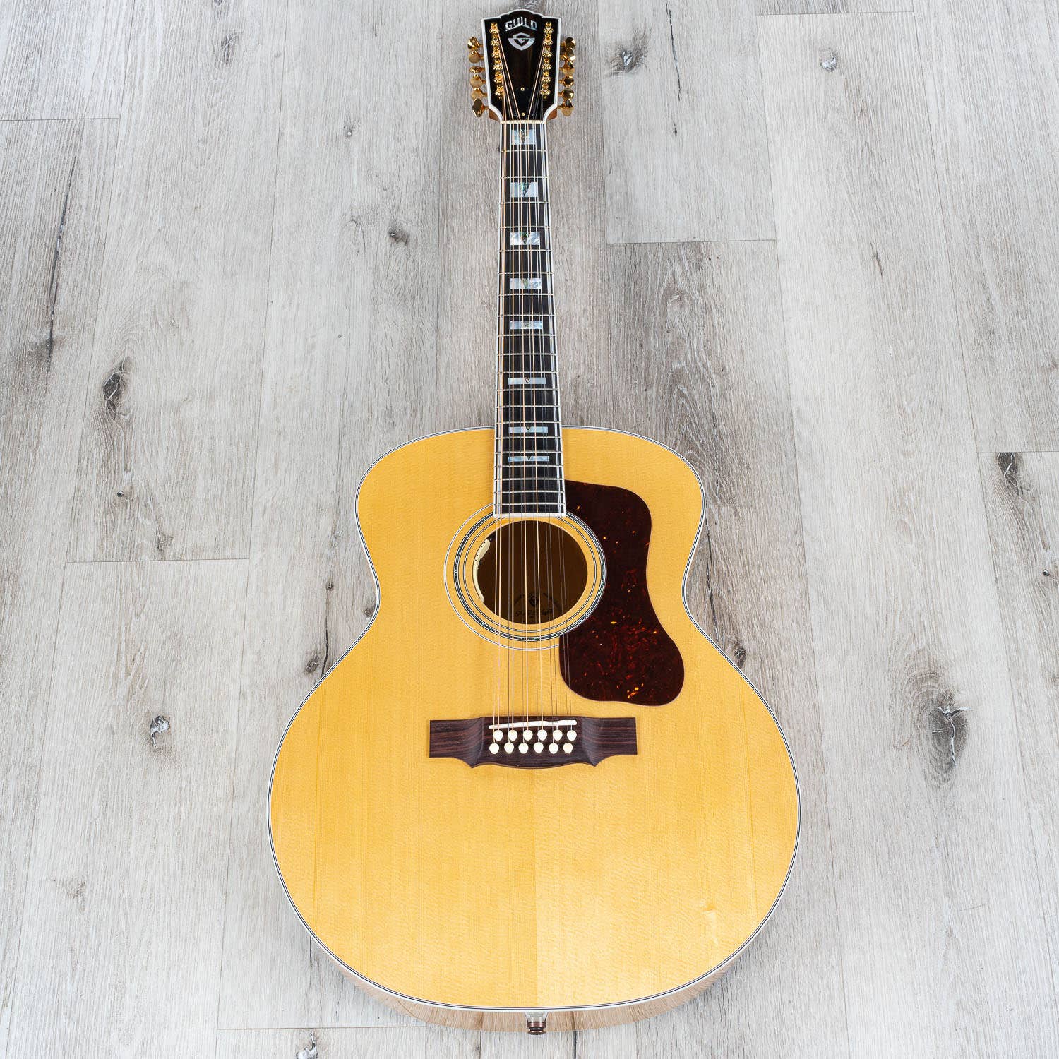 Guild F-512E Flame Maple Jumbo 12-String Acoustic Electric Guitar, Natural (B-STOCK)