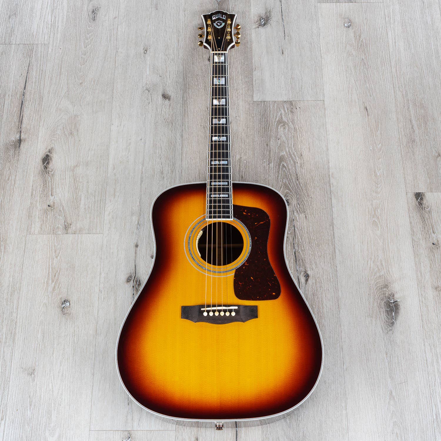Guild D-55E Dreadnought Acoustic-Electric Guitar, Antique Sunburst, LR Baggs Pickup (B-STOCK)