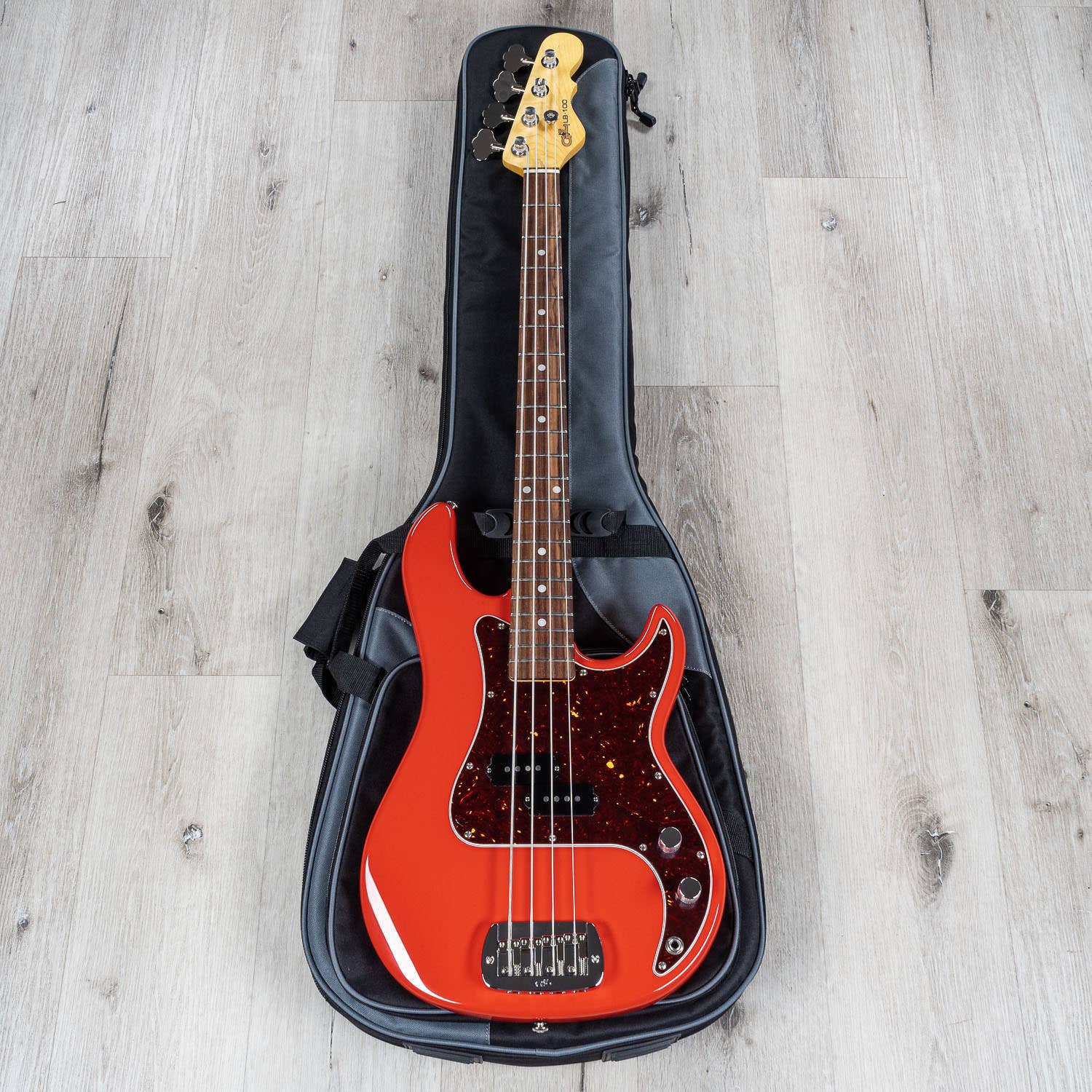 G&L Guitars Fullerton Deluxe LB100 Bass Guitar, Caribbean Rosewood Fingerboard, Fullerton Red