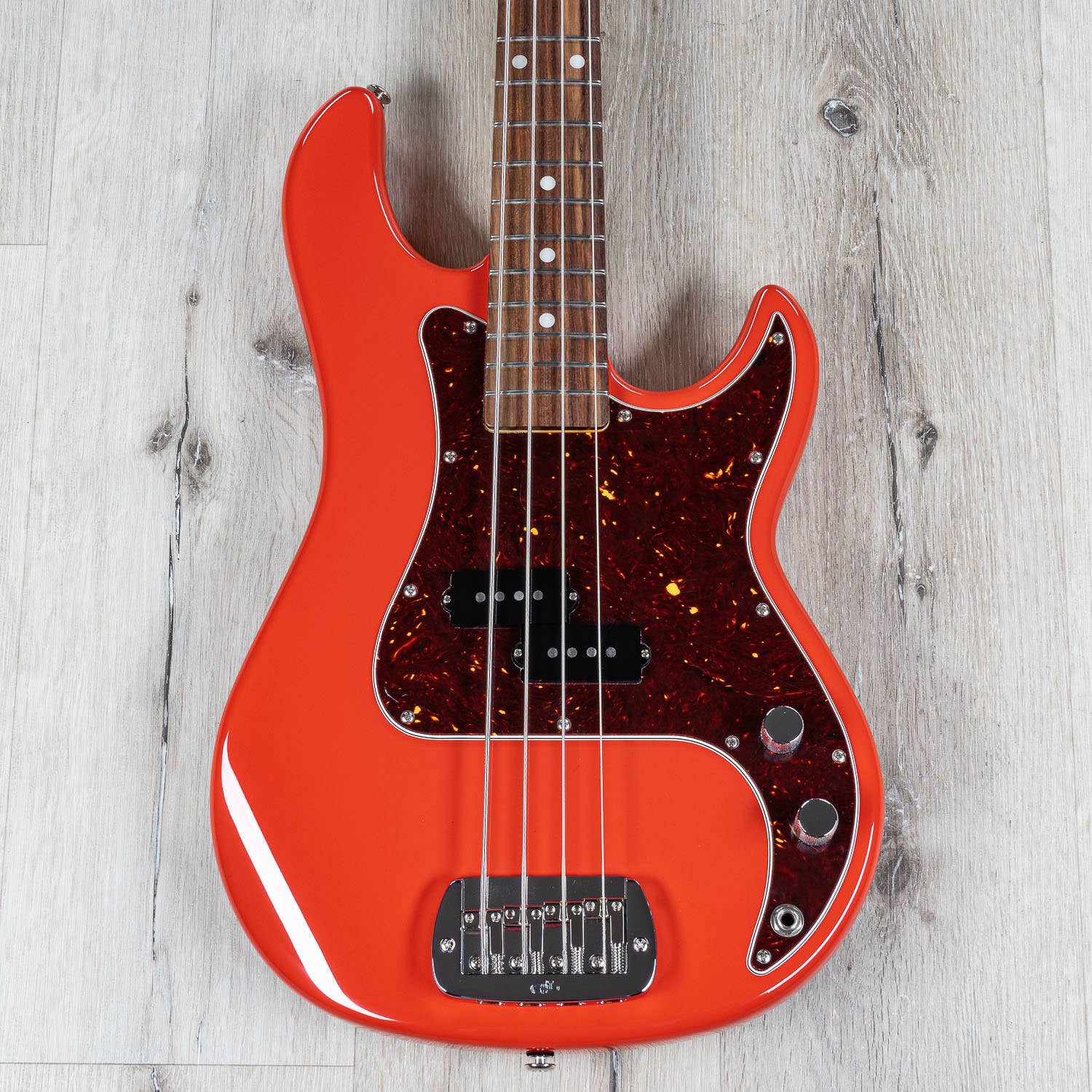 G&L Guitars Fullerton Deluxe LB100 Bass Guitar, Caribbean Rosewood Fingerboard, Fullerton Red