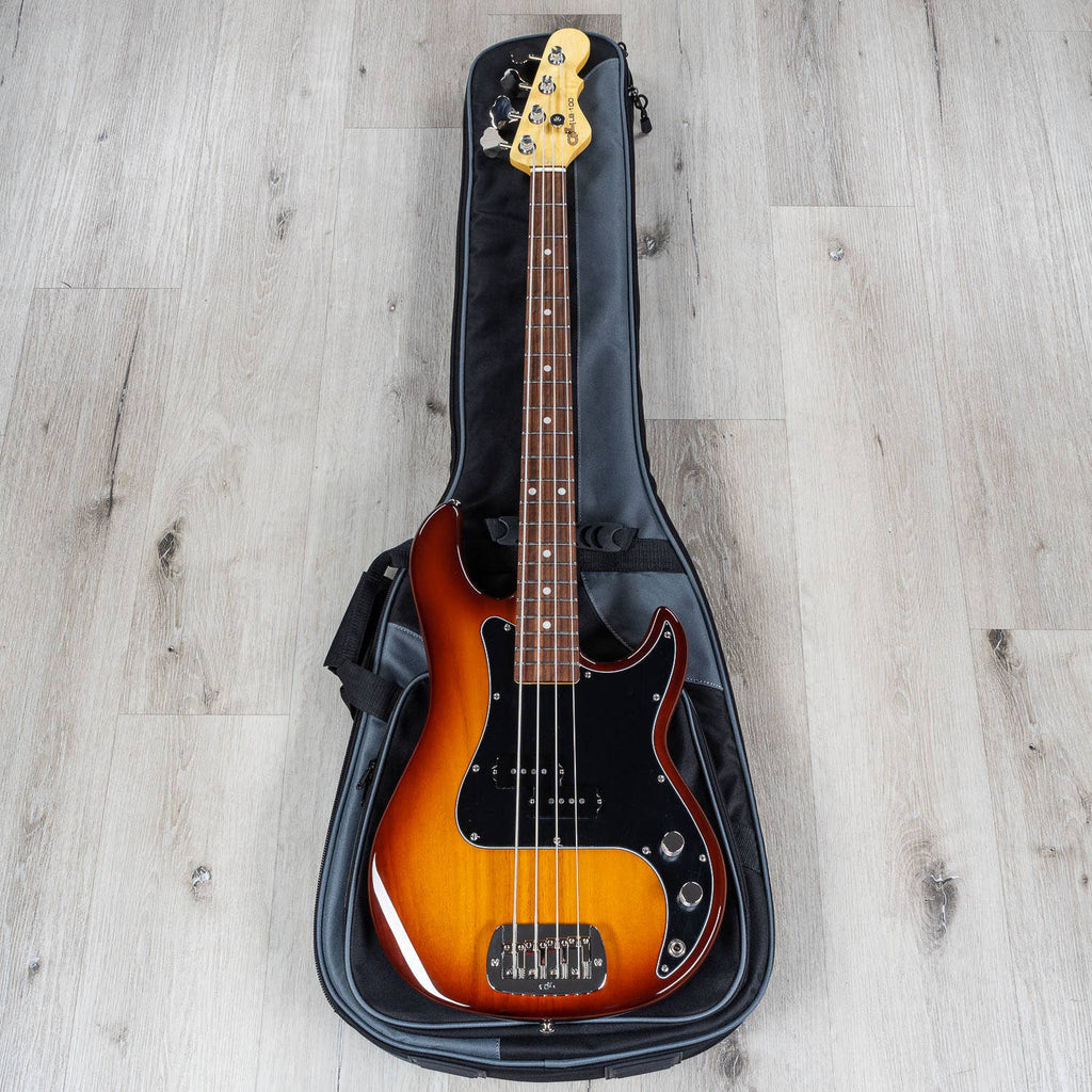 G&L Guitars Fullerton Deluxe LB100 Bass Guitar, Caribbean Rosewood Fingerboard, Old School Tobacco Burst