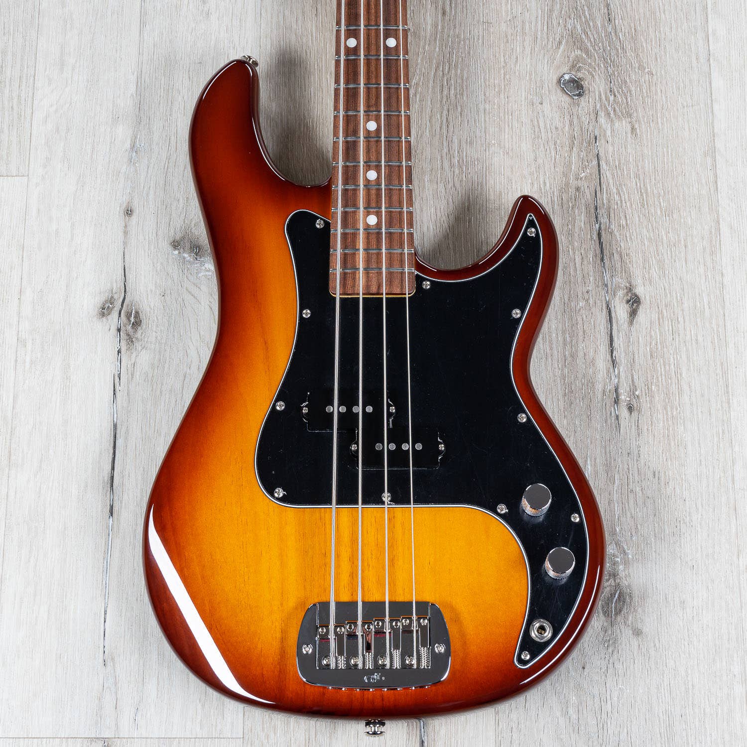 G&L Guitars Fullerton Deluxe LB100 Bass Guitar, Caribbean Rosewood Fingerboard, Old School Tobacco Burst