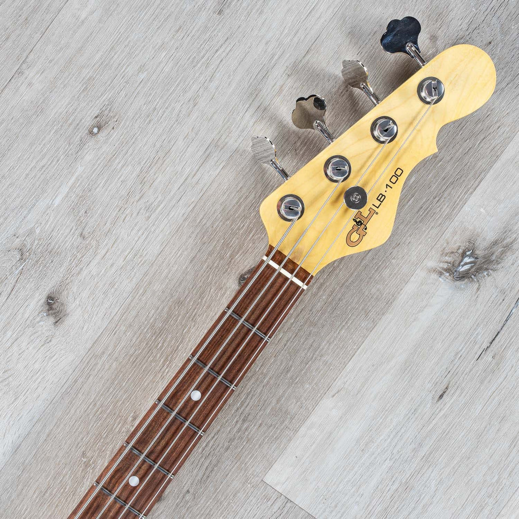 G&L Guitars Fullerton Deluxe LB100 Bass Guitar, Caribbean Rosewood Fingerboard, Old School Tobacco Burst