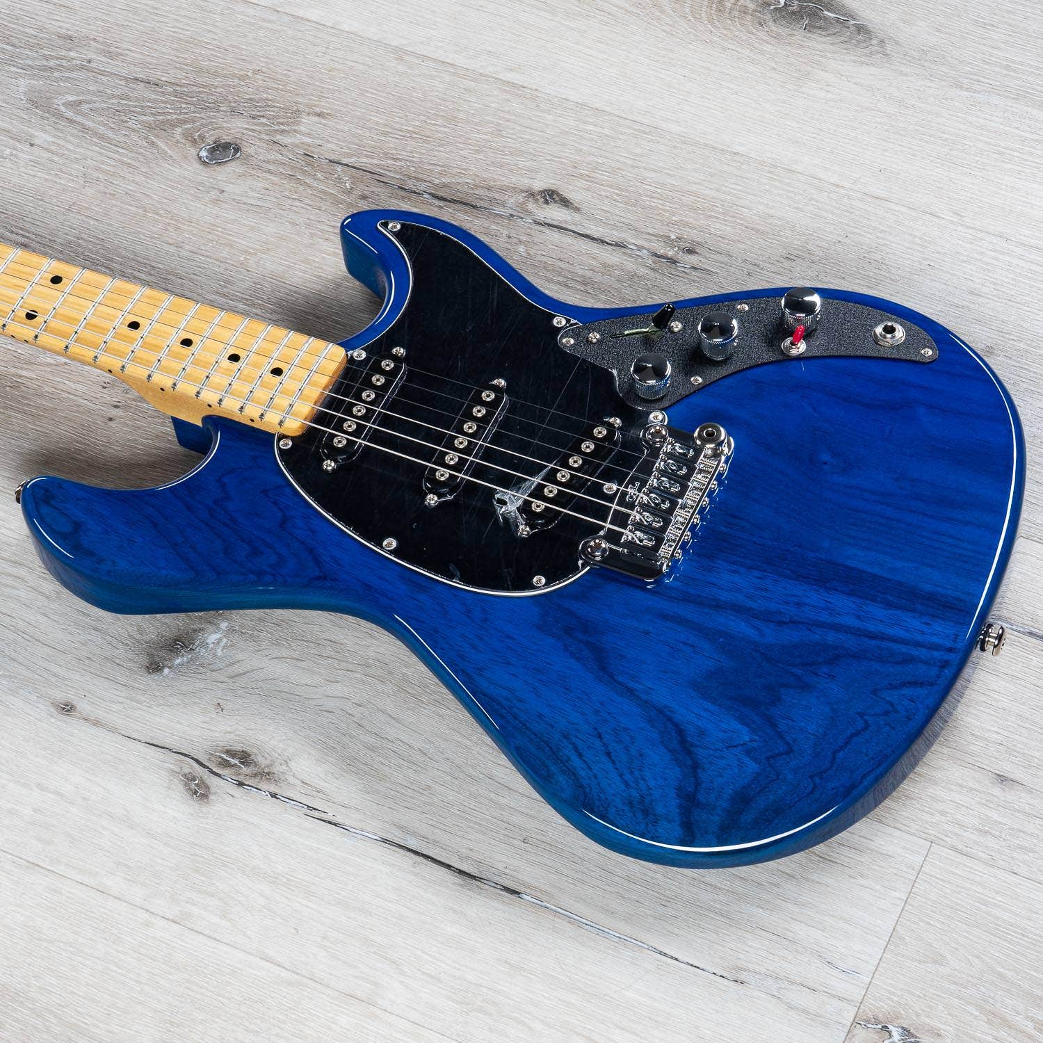 G&L CLF Research Skyhawk Electric Guitar, Maple Fingerboard, Hard Case - Clear Blue