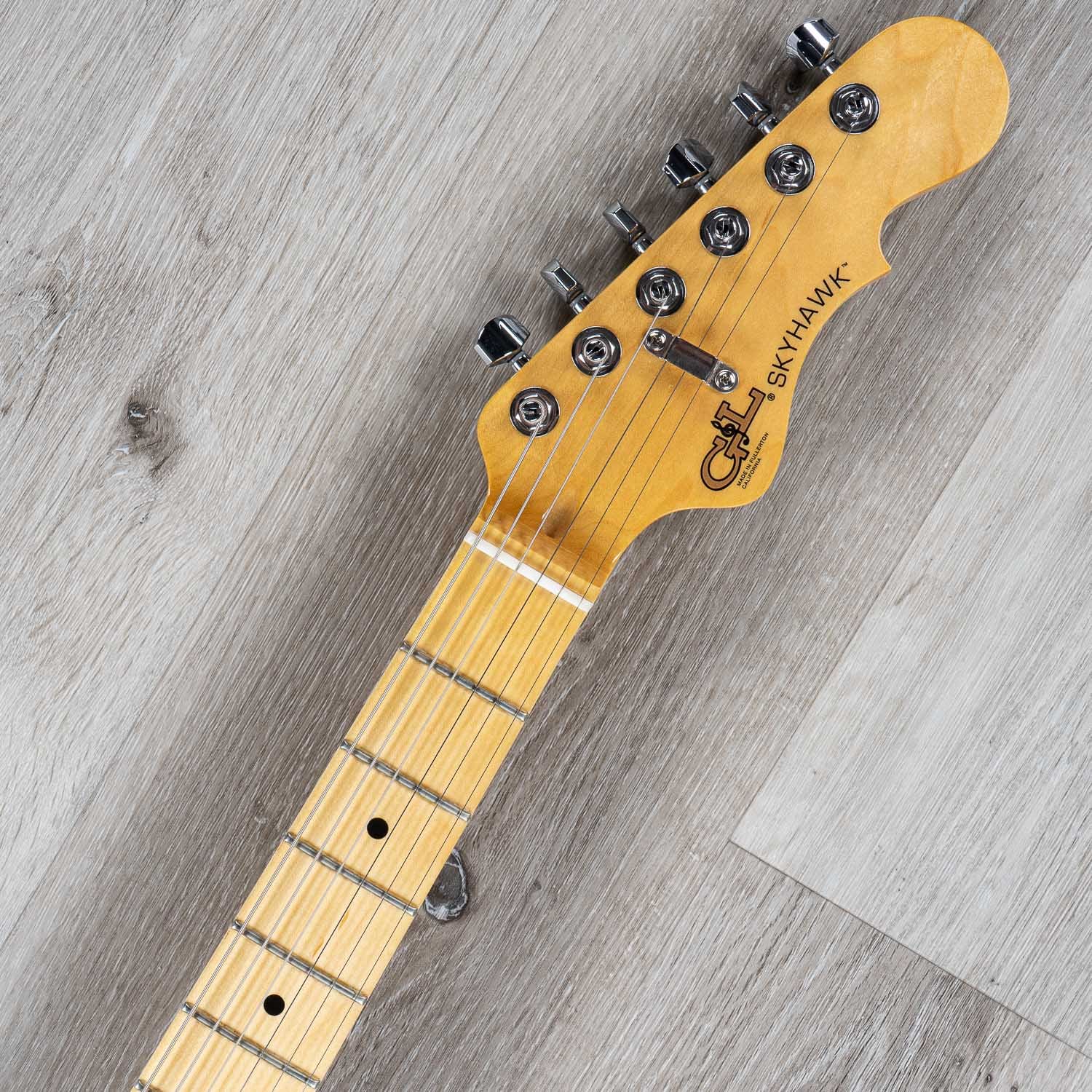 G&L CLF Research Skyhawk Electric Guitar, Maple Fingerboard, Hard Case - Clear Blue