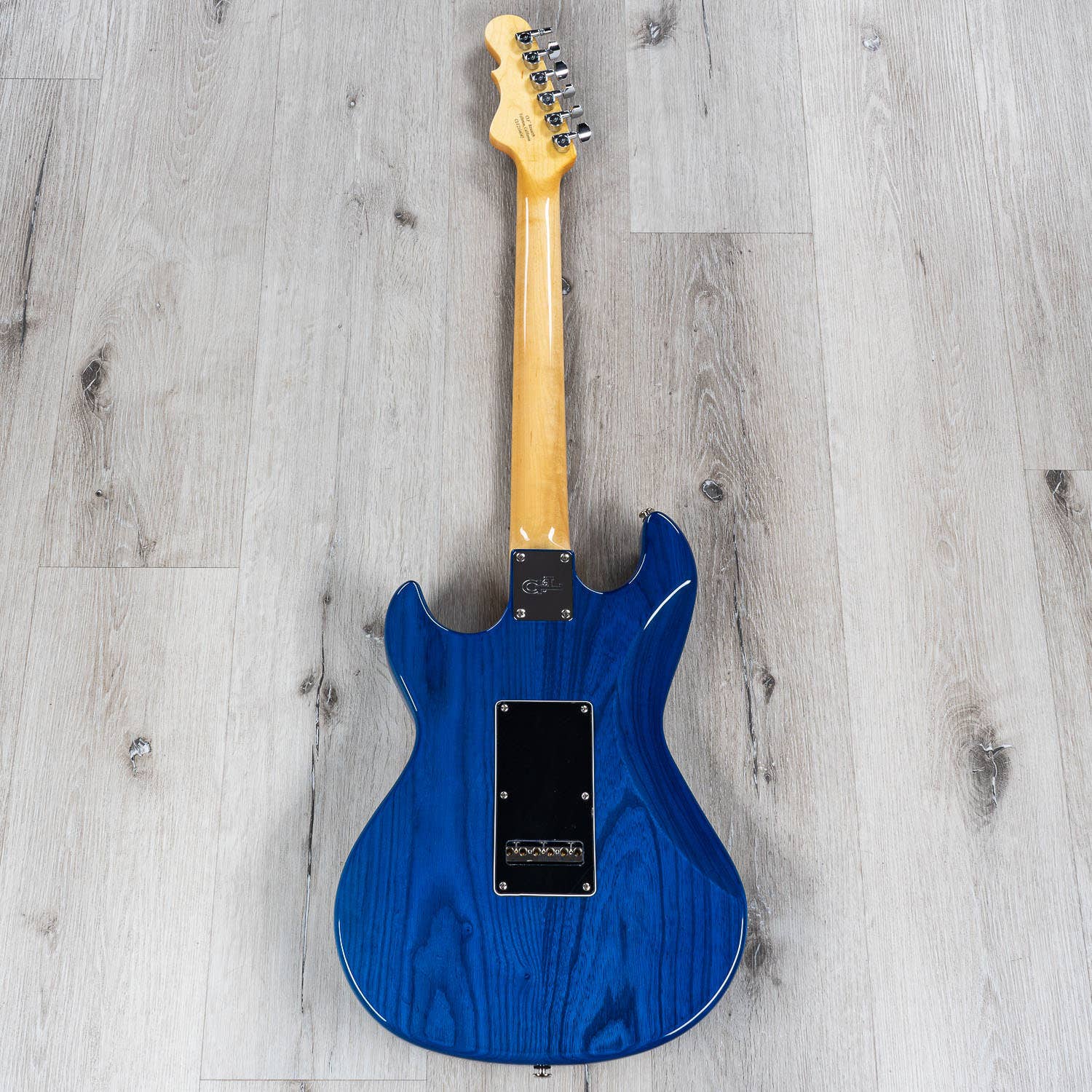 G&L CLF Research Skyhawk Electric Guitar, Maple Fingerboard, Hard Case - Clear Blue