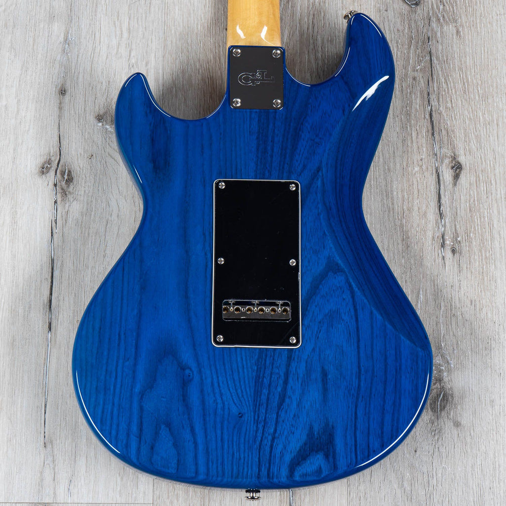 G&L CLF Research Skyhawk Electric Guitar, Maple Fingerboard, Hard Case - Clear Blue