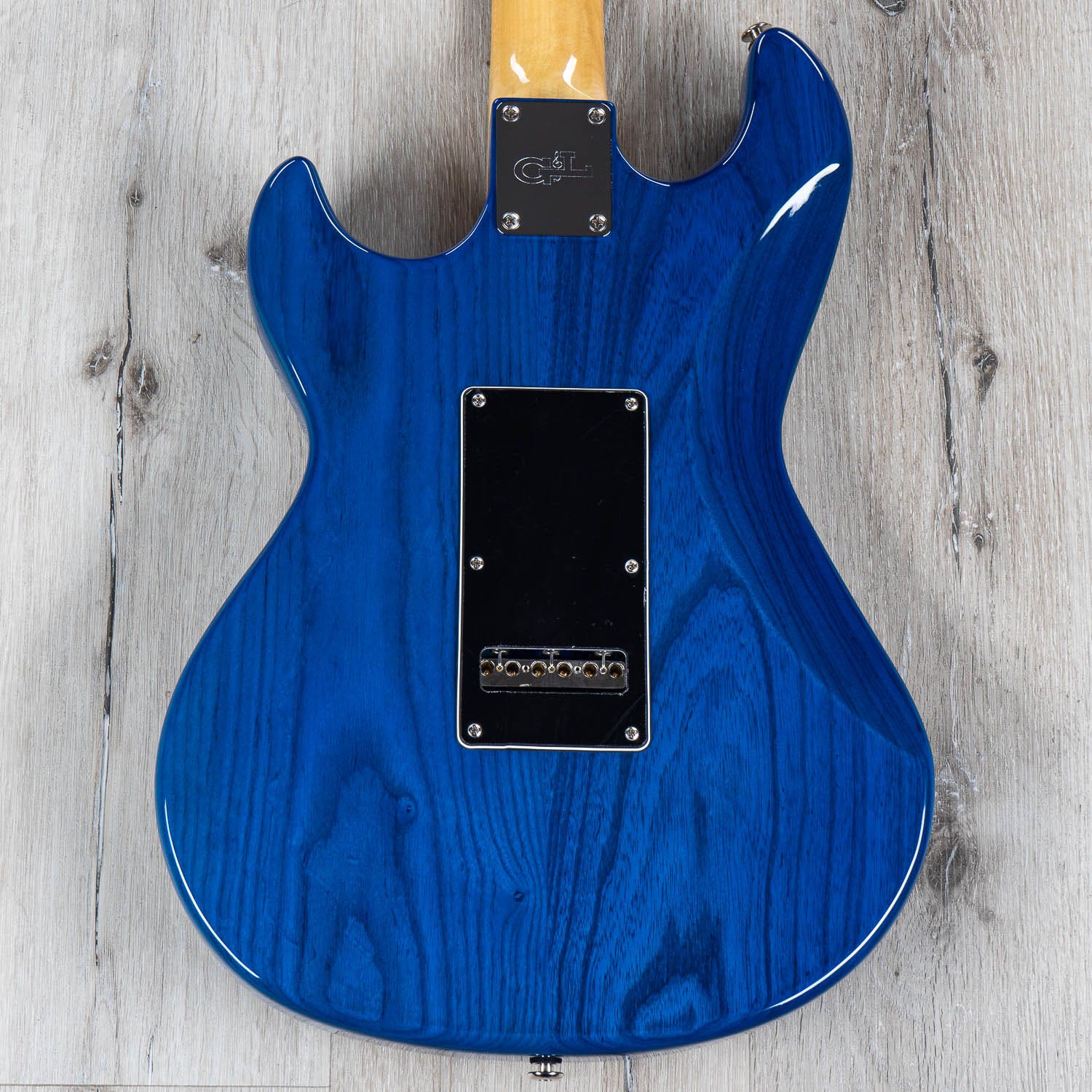 G&L CLF Research Skyhawk Electric Guitar, Maple Fingerboard, Hard Case - Clear Blue