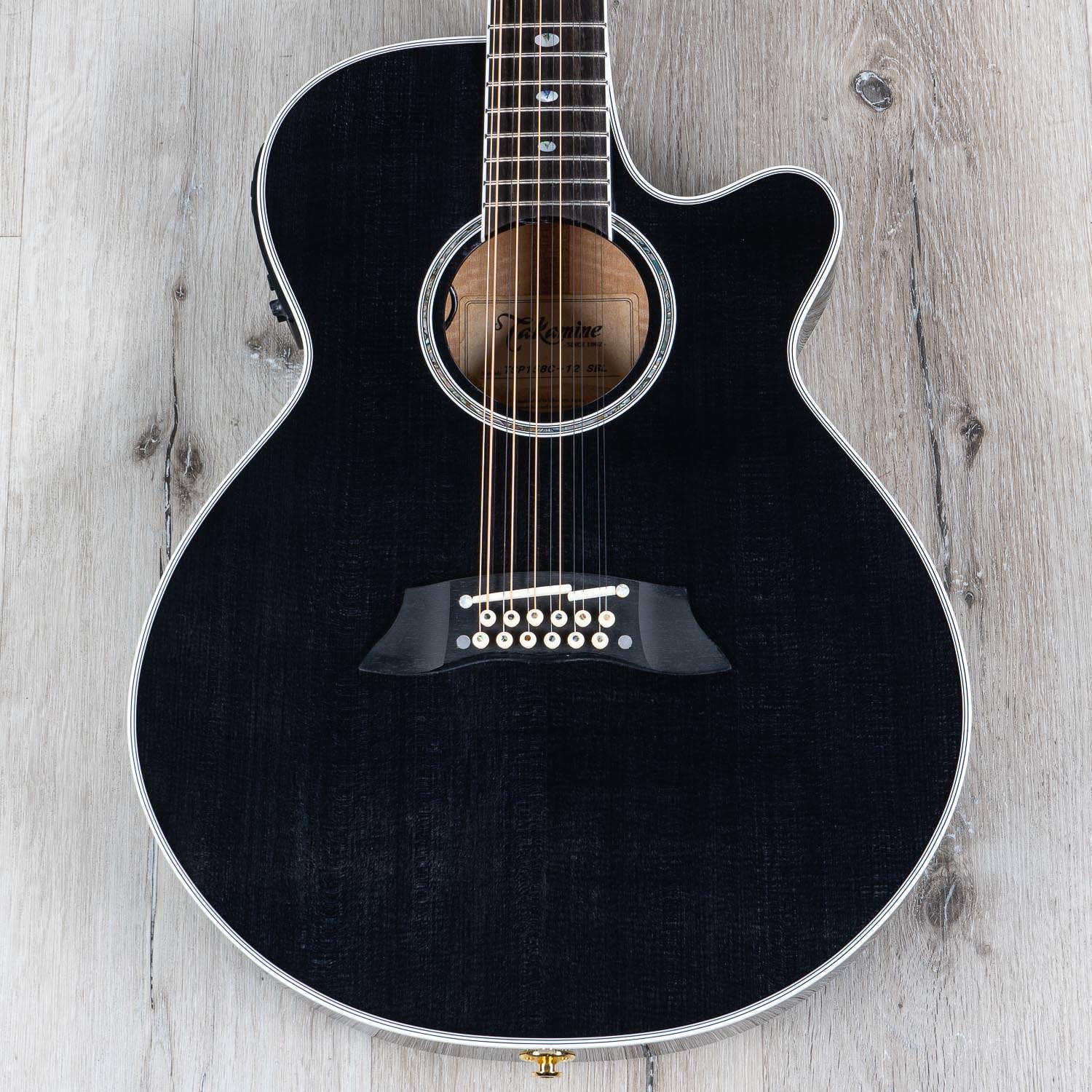 Takamine TSP158C-12 SBL Acoustic Electric 12-String Guitar w/ Case, Ebony Fretboard, See-Through Black