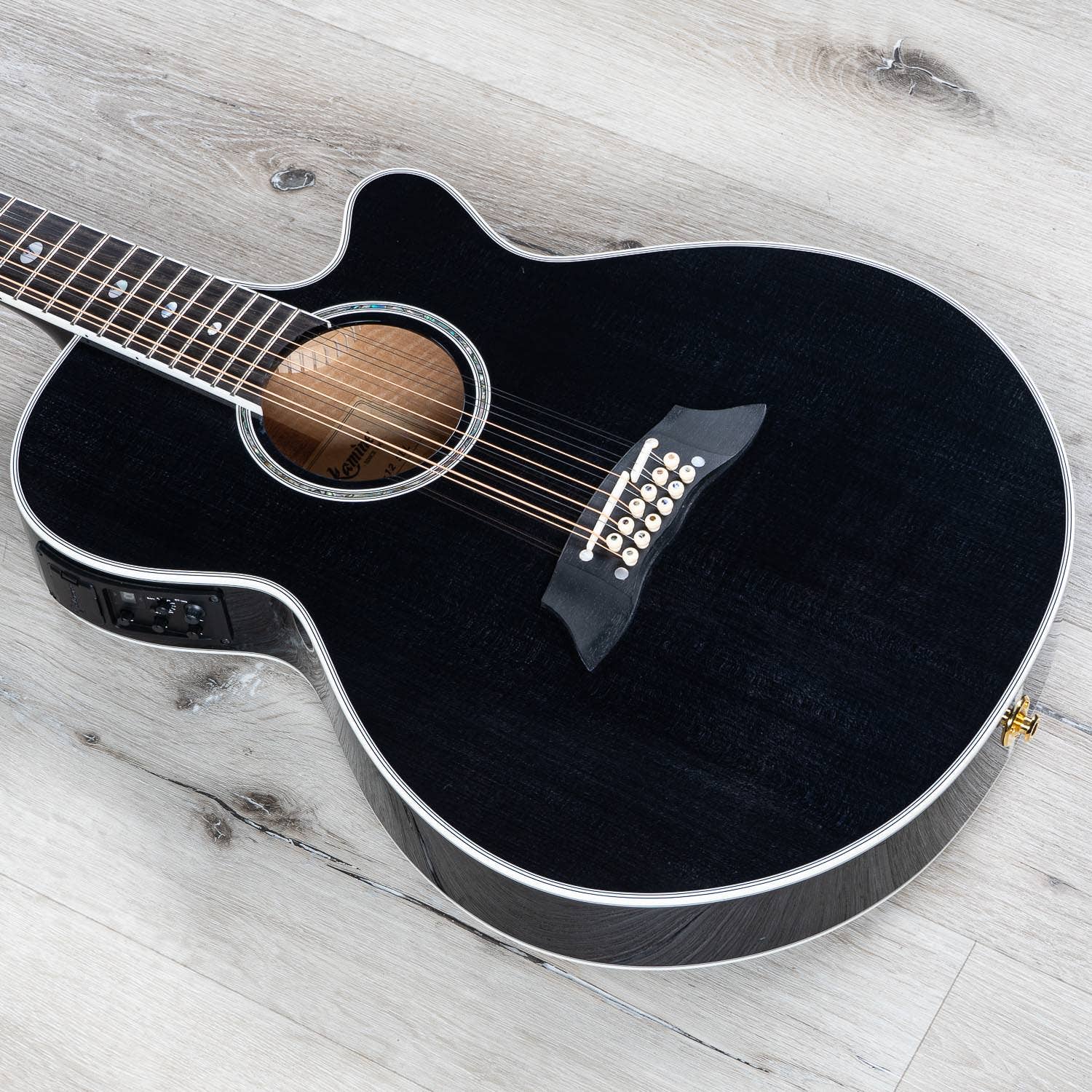 Takamine TSP158C-12 SBL Acoustic Electric 12-String Guitar w/ Case, Ebony Fretboard, See-Through Black
