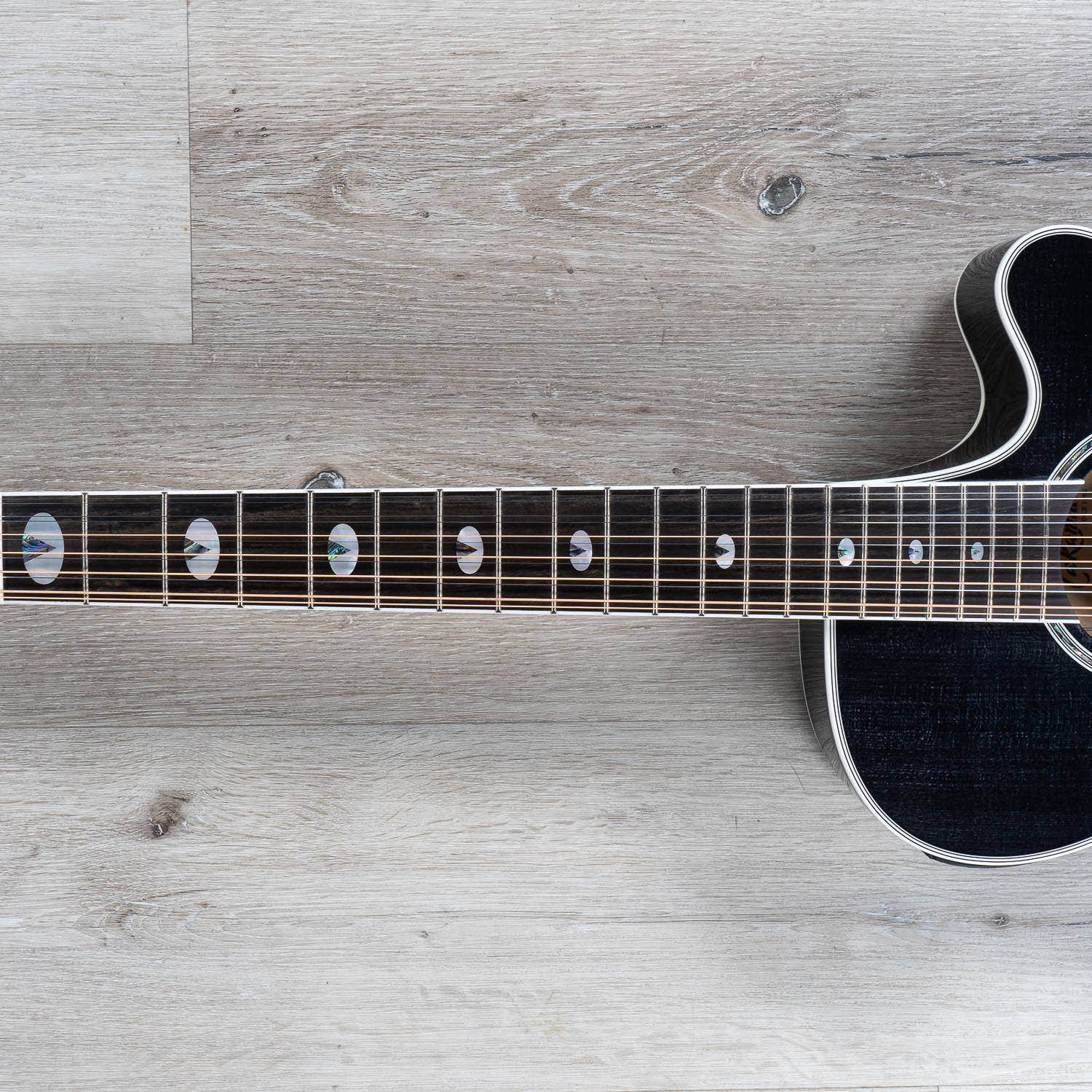 Takamine TSP158C-12 SBL Acoustic Electric 12-String Guitar w/ Case, Ebony Fretboard, See-Through Black