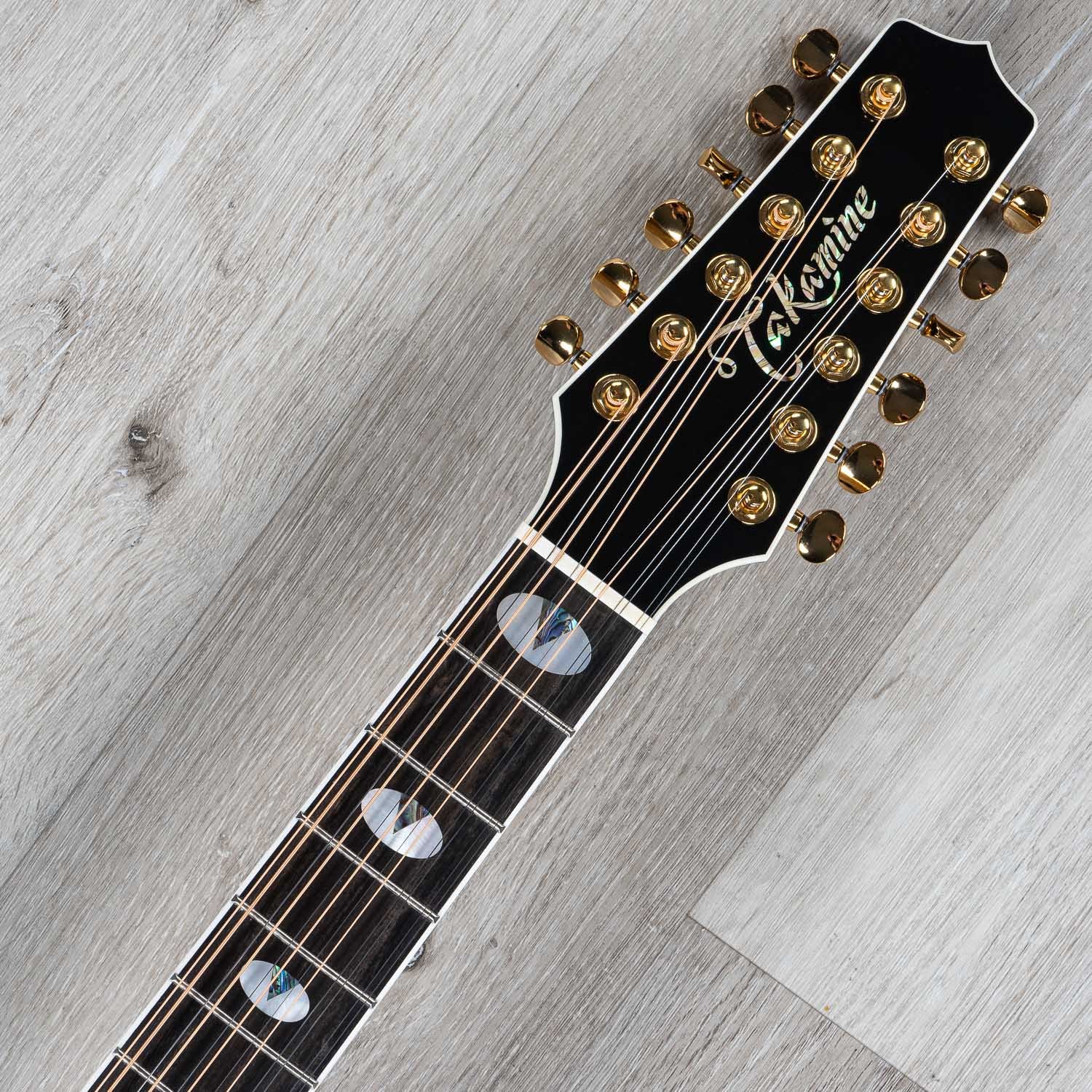 Takamine TSP158C-12 SBL Acoustic Electric 12-String Guitar w/ Case, Ebony Fretboard, See-Through Black