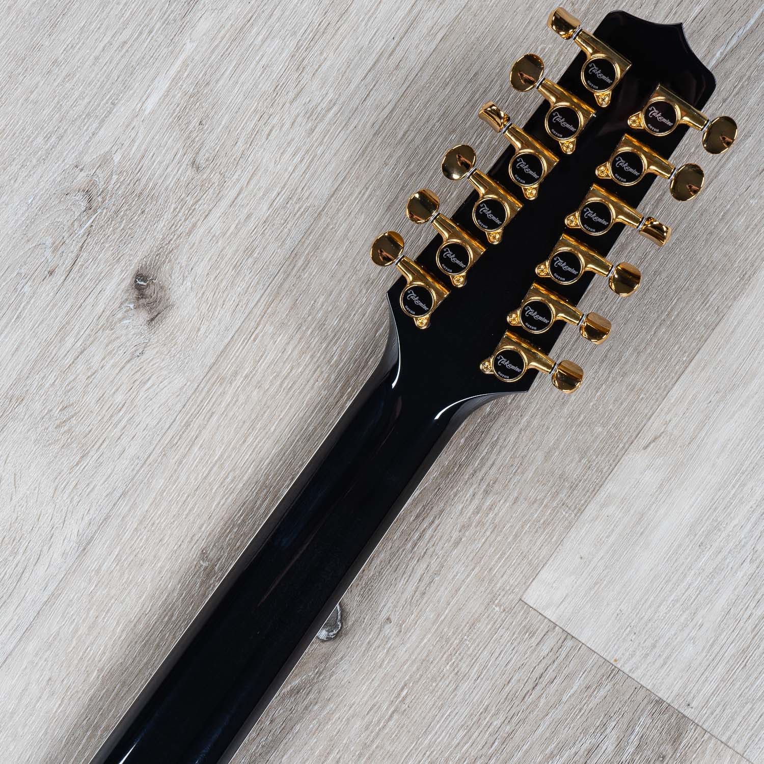 Takamine TSP158C-12 SBL Acoustic Electric 12-String Guitar w/ Case, Ebony Fretboard, See-Through Black