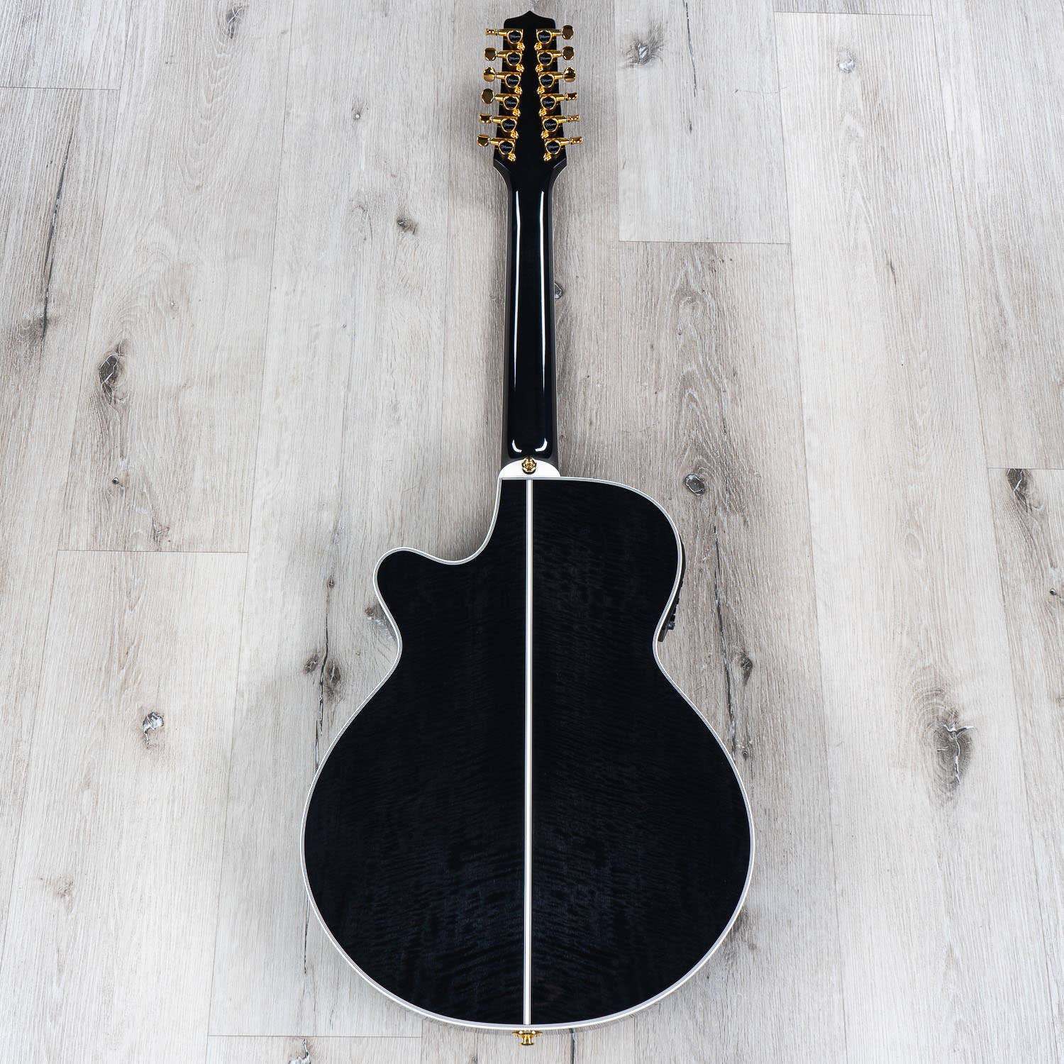 Takamine TSP158C-12 SBL Acoustic Electric 12-String Guitar w/ Case, Ebony Fretboard, See-Through Black