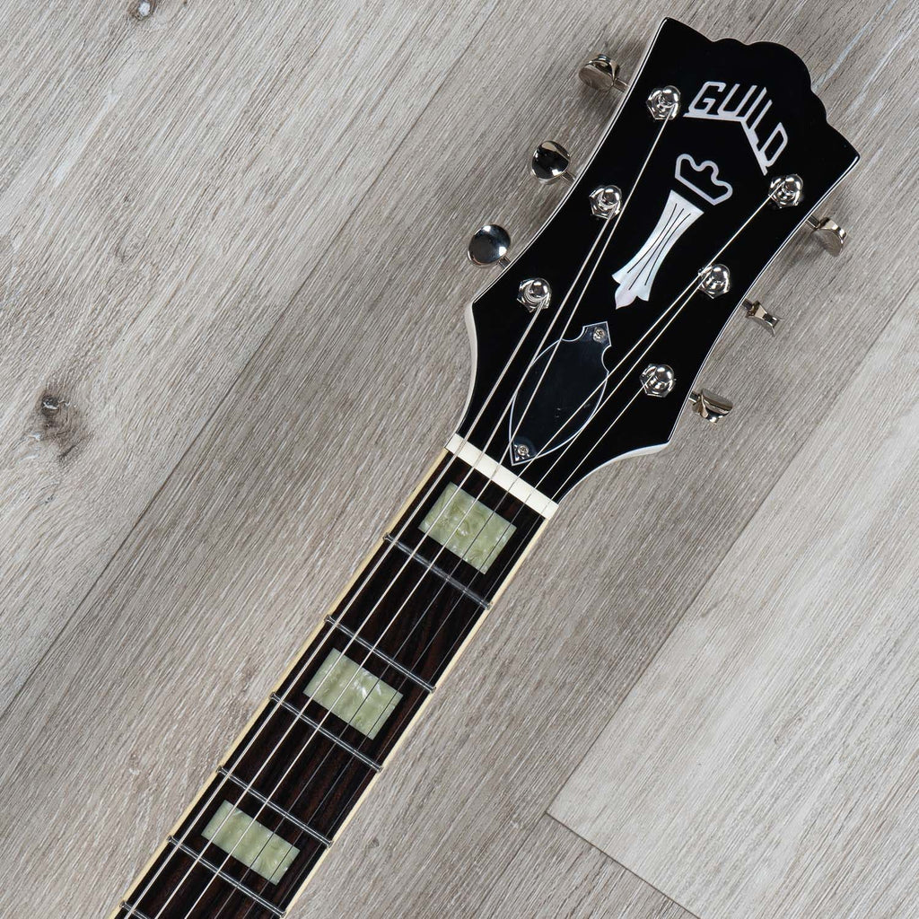 Guild Starfire V Semi-Hollow Electric Guitar, Guild Vibrato Tailpiece, Ebony Fretboard, Hardshell Case - White