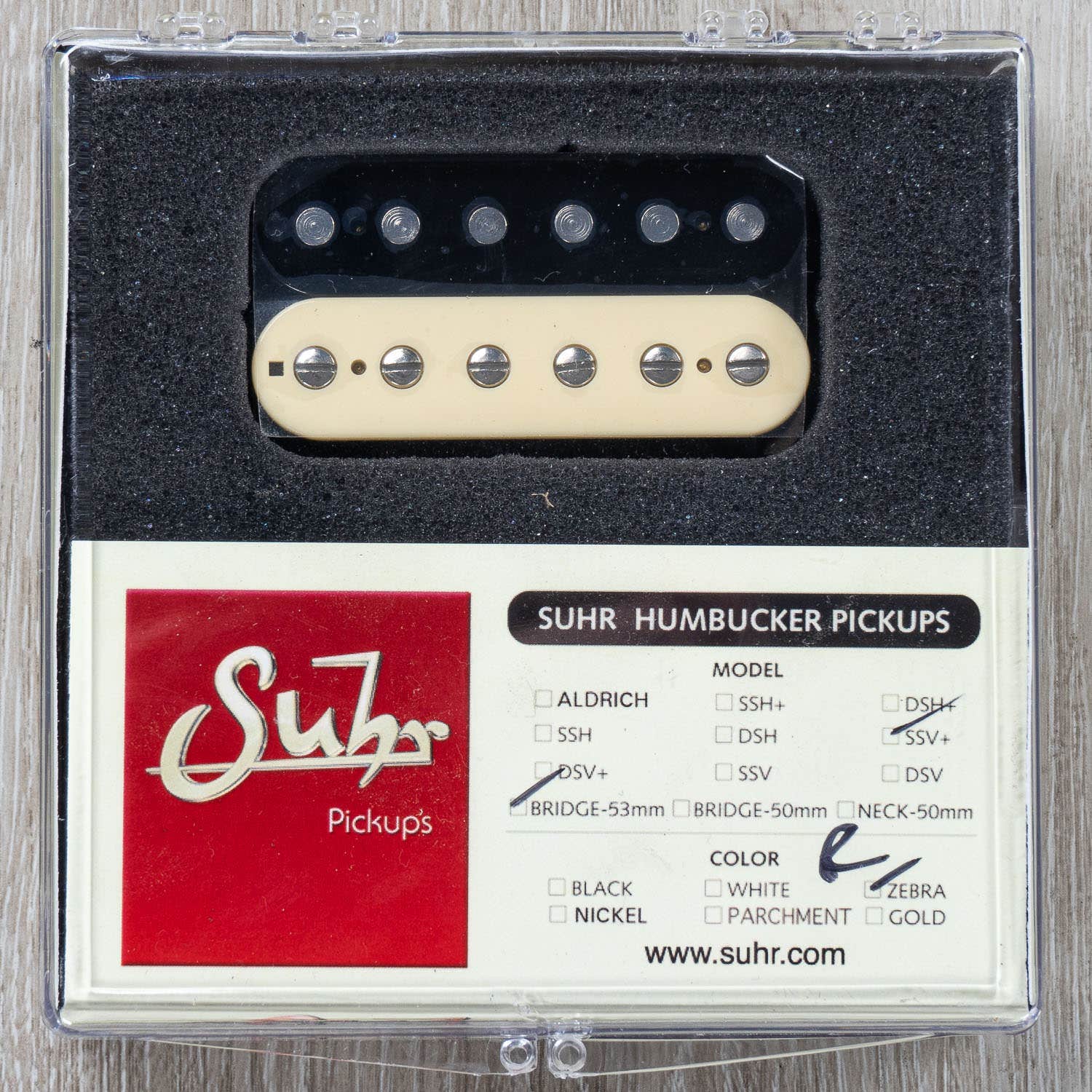 Suhr SSV+ Plus 53mm Vintage Bridge Guitar Pickup - Reverse Zebra