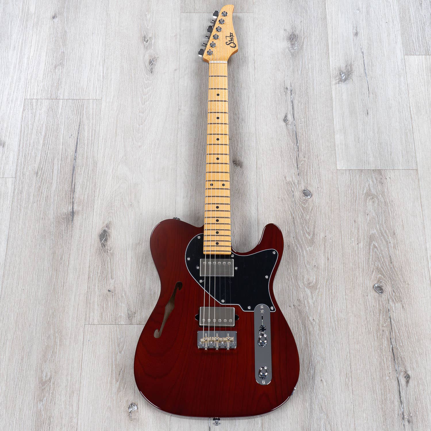 Suhr Guitars Alt T Semi-Hollow Electric Guitar, Maple Fingerboard, Trans Brown