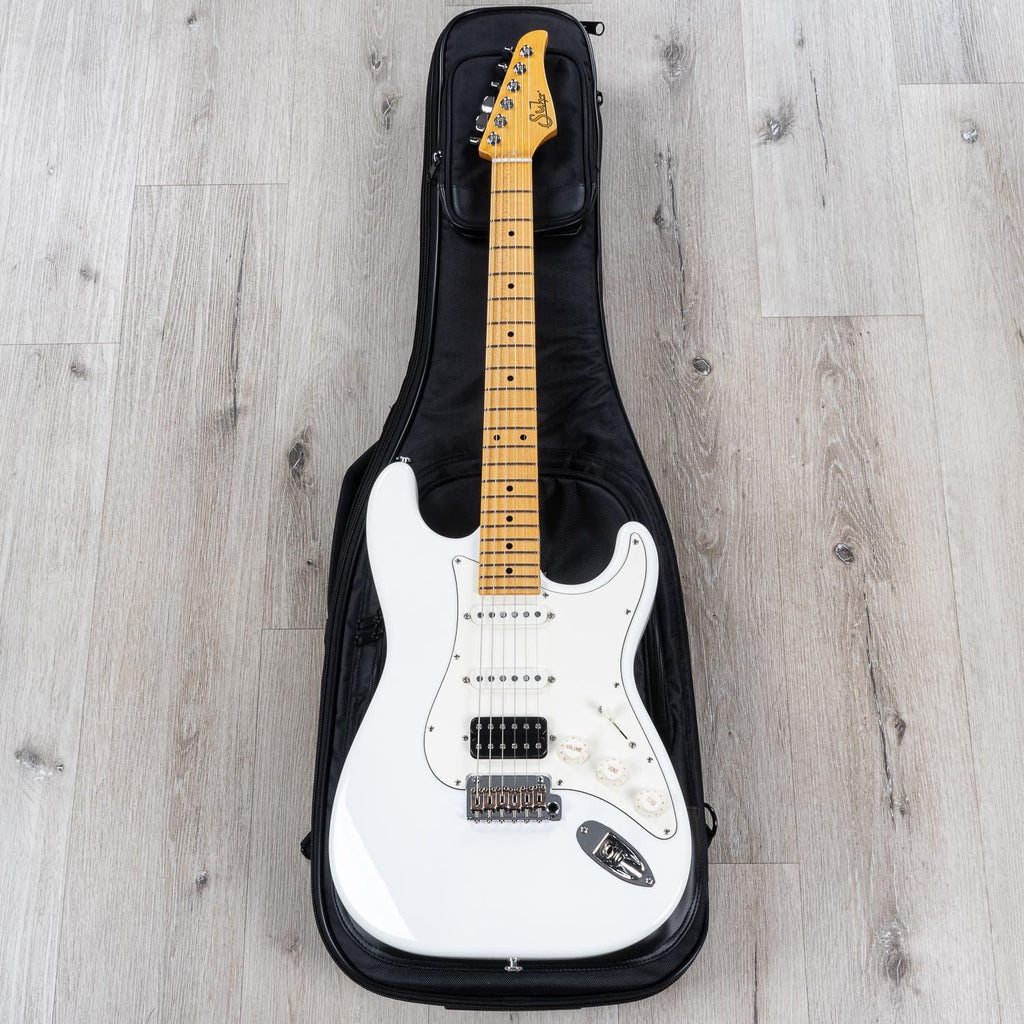Suhr Classic S Antique HSS Electric Guitar, Maple Fingerboard, SSCII, Deluxe Padded Gig Bag - Olympic White
