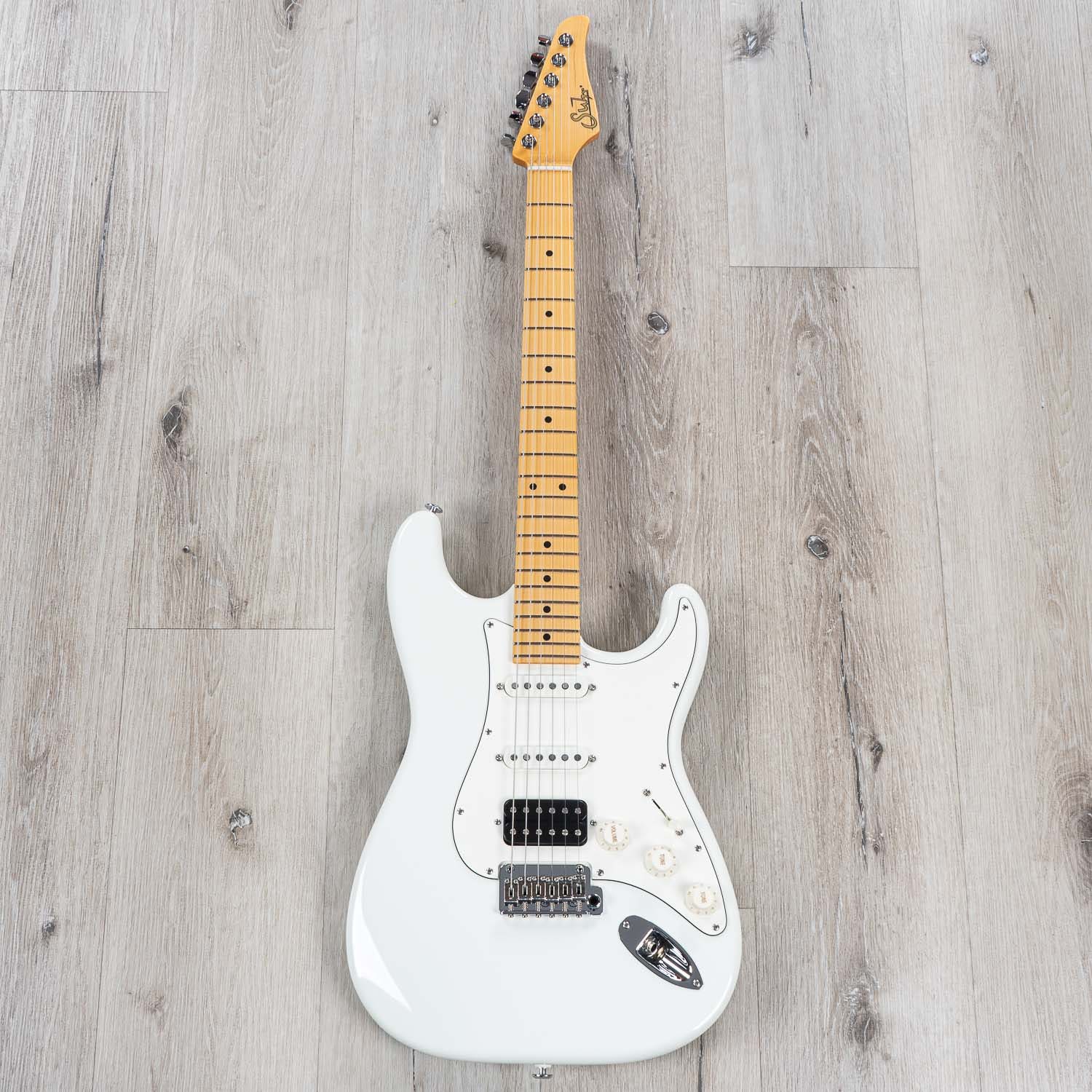 Suhr Classic S Electric Guitar, HSS, Maple Fingerboard, SSCII, Deluxe Padded Gig Bag - Olympic White