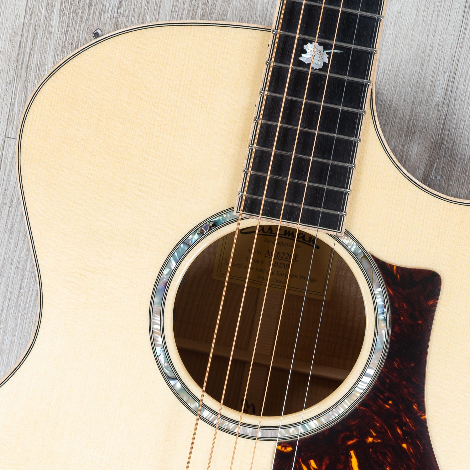 Eastman AC622CE Acoustic Electric Guitar, Ebony board, Solid European Spruce Top