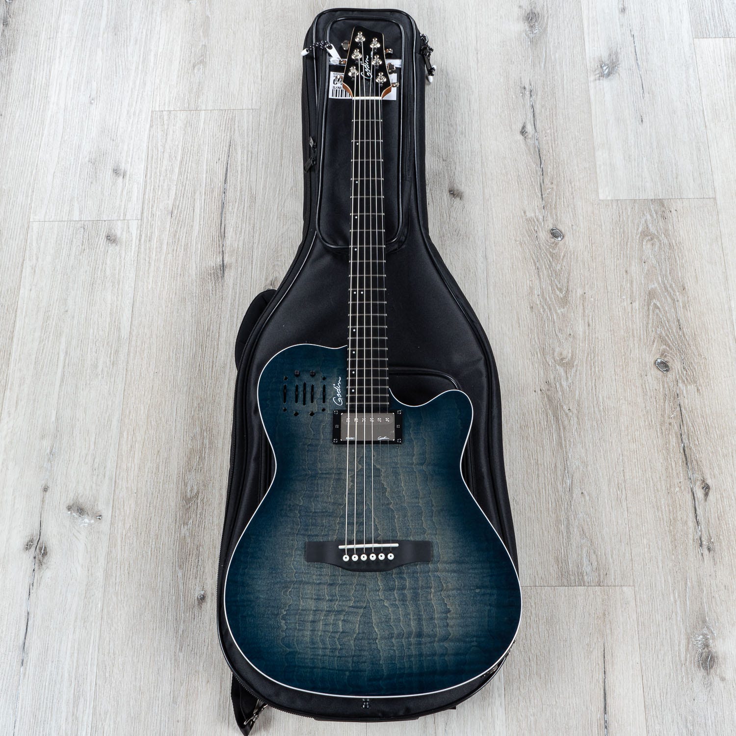 Godin Guitars 047963 A6 Ultra Denim Blue Flame Acoustic Electric Guitar