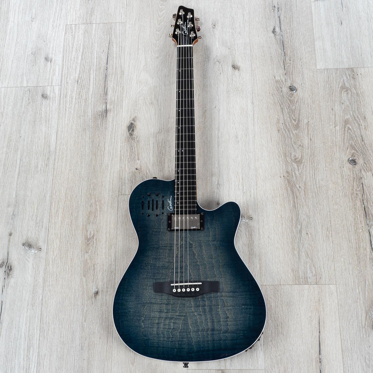 Godin Guitars 047963 A6 Ultra Denim Blue Flame Acoustic Electric Guitar