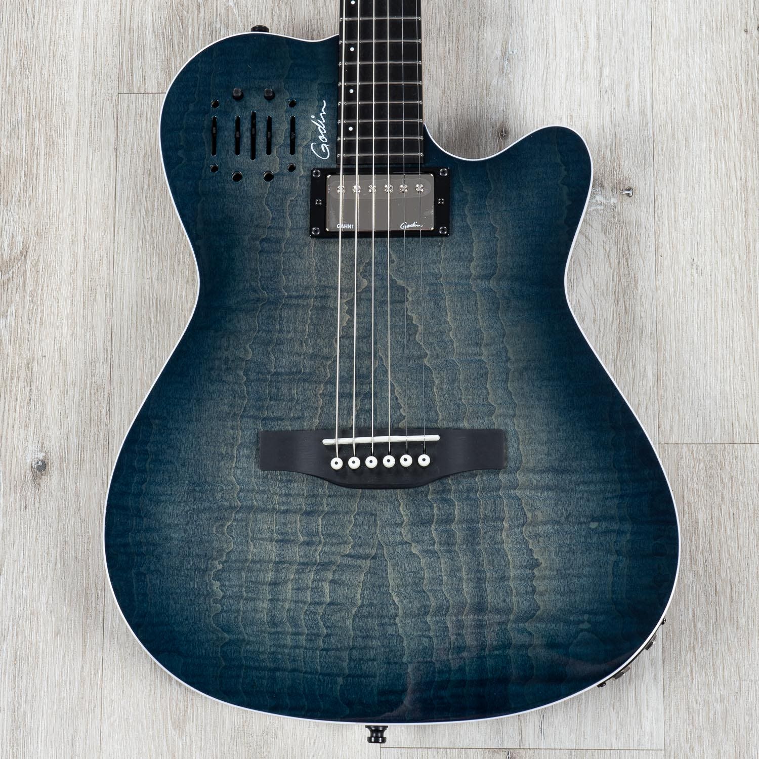 Godin Guitars 047963 A6 Ultra Denim Blue Flame Acoustic Electric Guitar