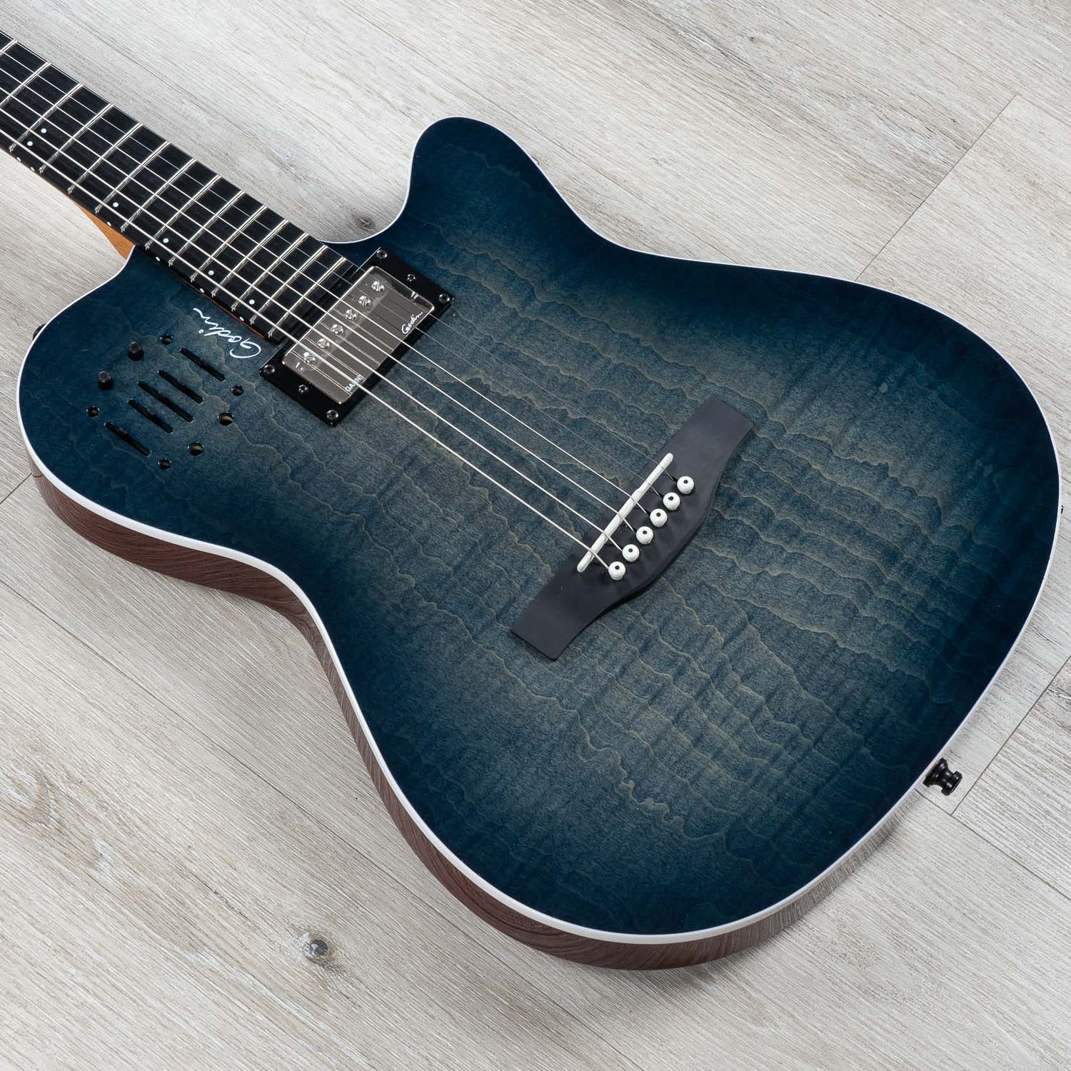 Godin Guitars 047963 A6 Ultra Denim Blue Flame Acoustic Electric Guitar