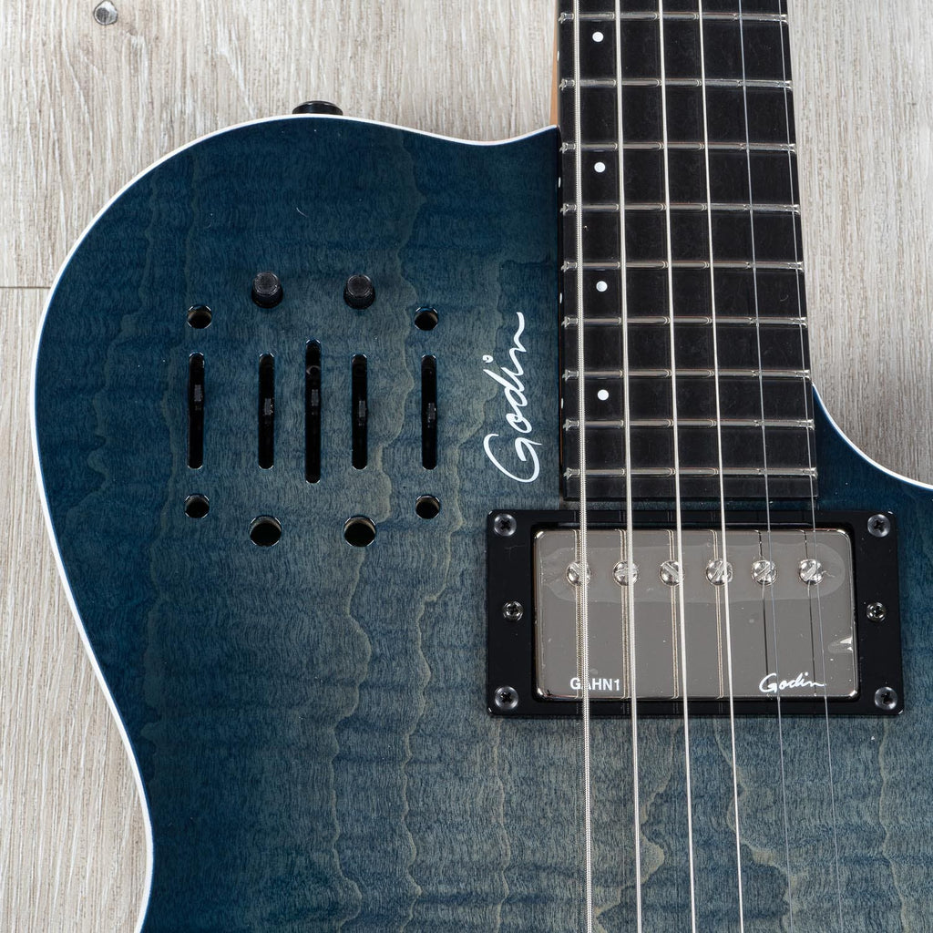 Godin Guitars 047963 A6 Ultra Denim Blue Flame Acoustic Electric Guitar