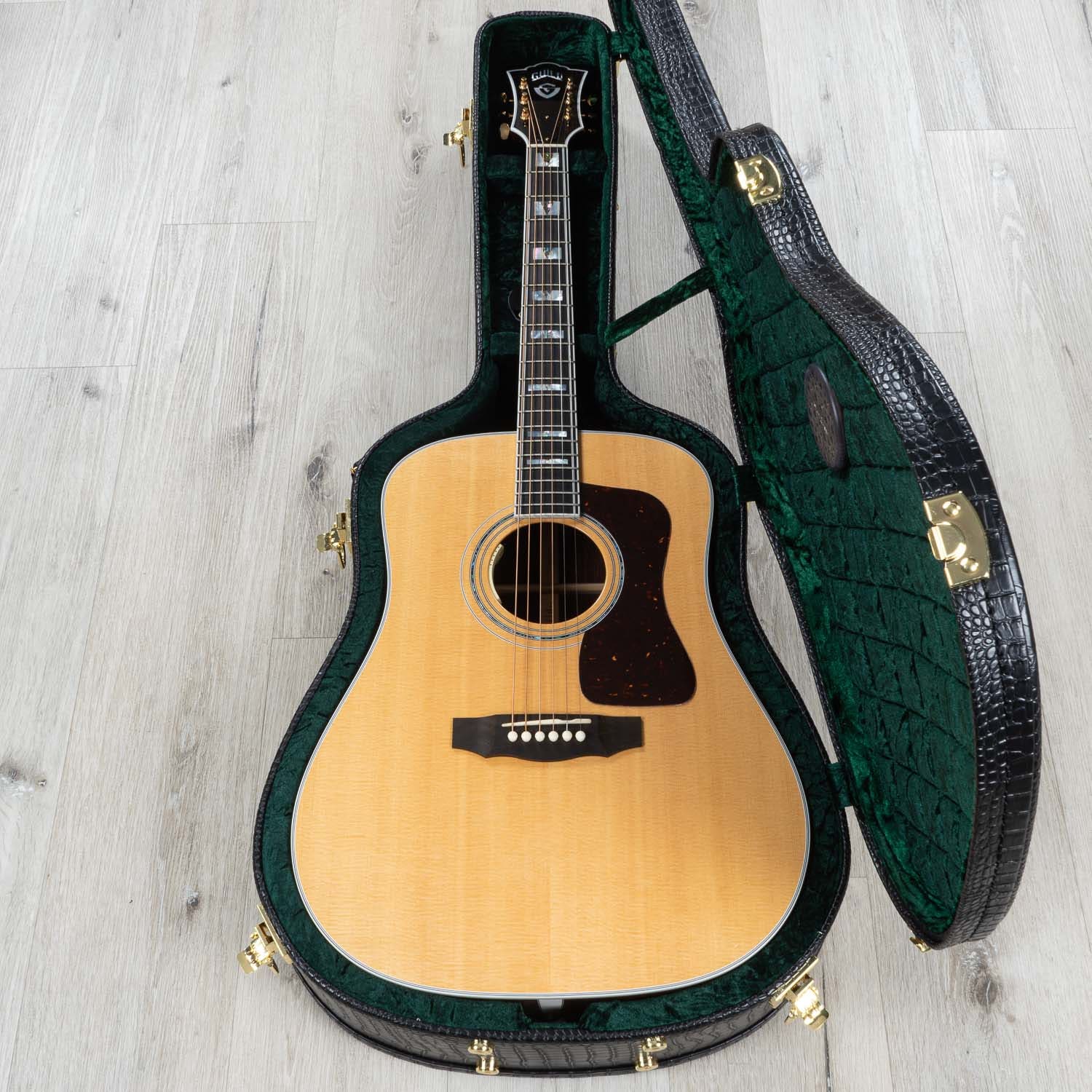 Guild D55E Acoustic-Electric Guitar, Ebony Fretboard, LR Baggs Electronics, Hard Case - Natural