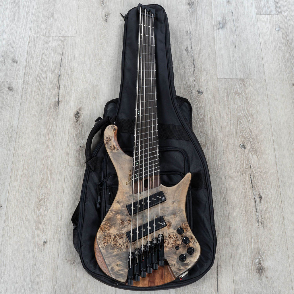 Ibanez EHB1506MSBIF EHB Ergonomic Headless 6-String Multi-Scale Bass Guitar, Panga Panga Fingerboard, Black Ice Flat