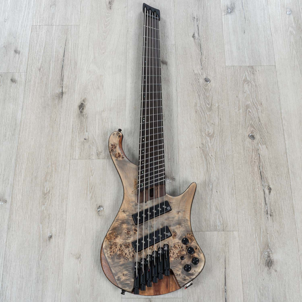 Ibanez EHB1506MSBIF EHB Ergonomic Headless 6-String Multi-Scale Bass Guitar, Panga Panga Fingerboard, Black Ice Flat