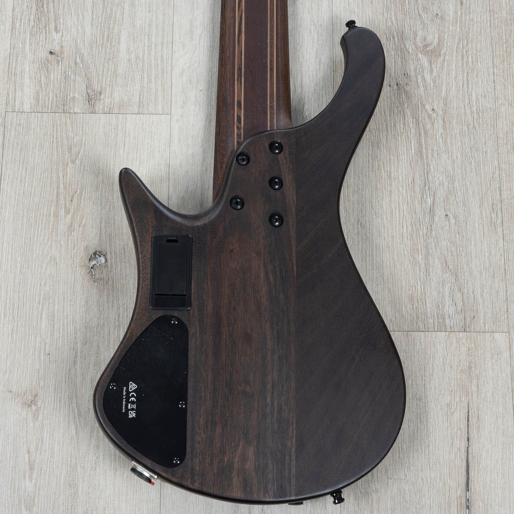 Ibanez EHB1506MSBIF EHB Ergonomic Headless 6-String Multi-Scale Bass Guitar, Panga Panga Fingerboard, Black Ice Flat