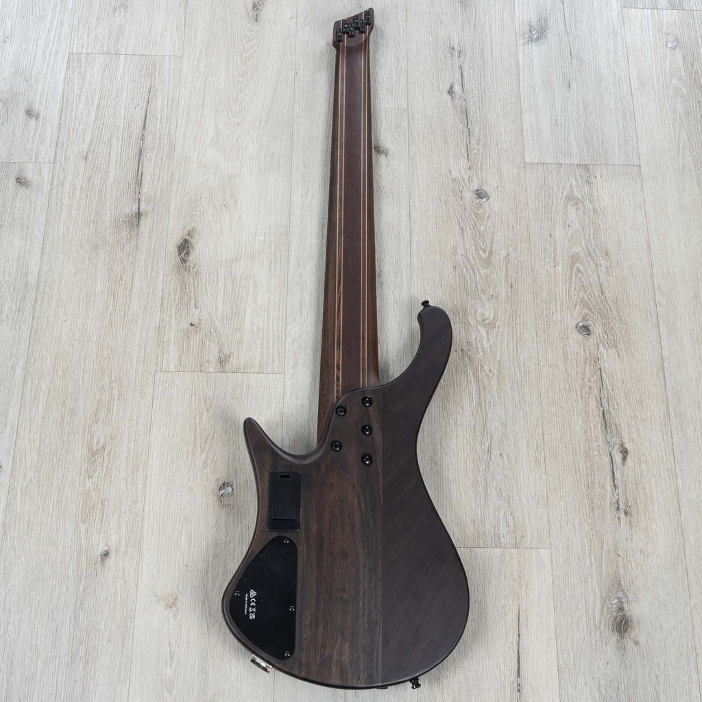 Ibanez EHB1506MSBIF EHB Ergonomic Headless 6-String Multi-Scale Bass Guitar, Panga Panga Fingerboard, Black Ice Flat