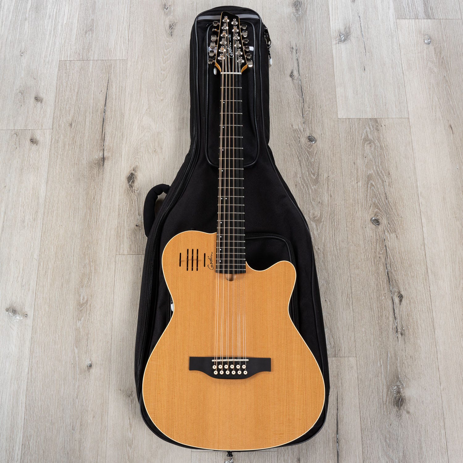 Godin A12 Natural SG 12-String Acoustic-Electric Guitar, Solid Cedar, Natural