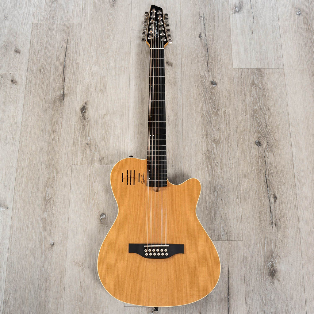 Godin A12 Natural SG 12-String Acoustic-Electric Guitar, Solid Cedar, Natural
