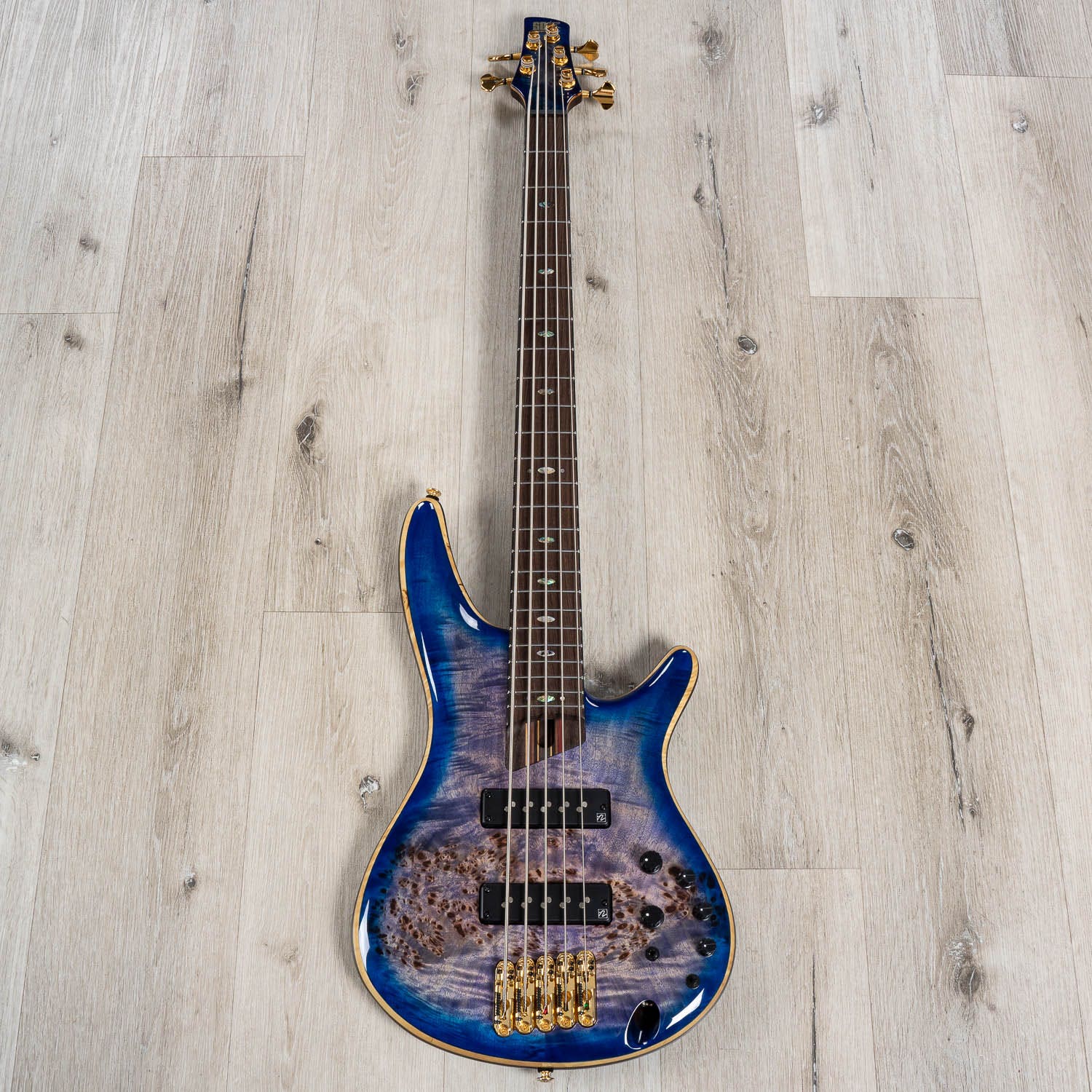 Ibanez SR2605 Premium Electric Bass Guitar, 5-String, Cerulean Blue Burst
