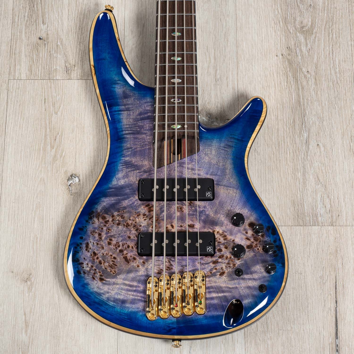Ibanez SR2605 Premium Electric Bass Guitar, 5-String, Cerulean Blue Burst